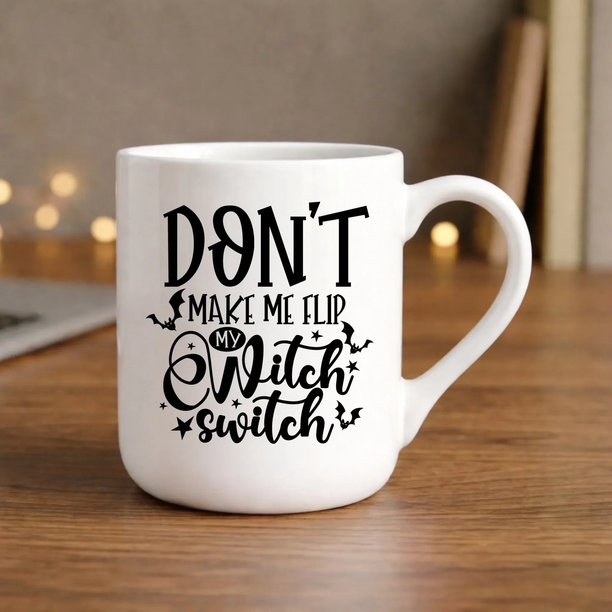 Kubek elegant na Halloween - Don't make me flip my witch switch - śmieszny HL11 - StoryCups.pl