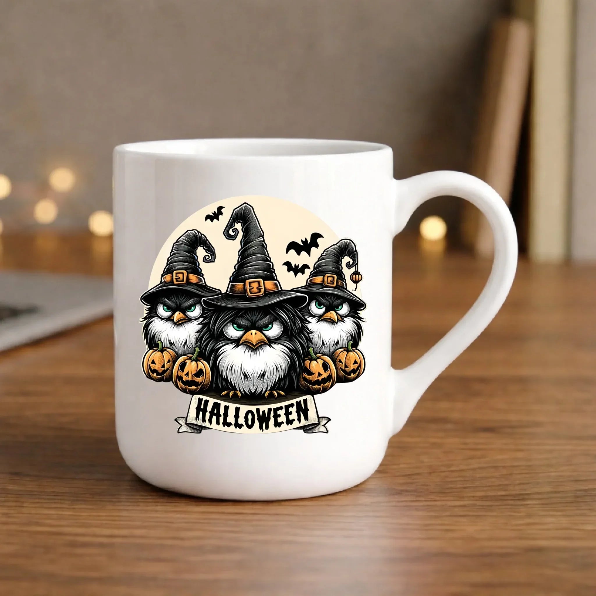 Kubek elegant na Halloween - Upiorne sowy wiedźmy HL15 - StoryCups.pl