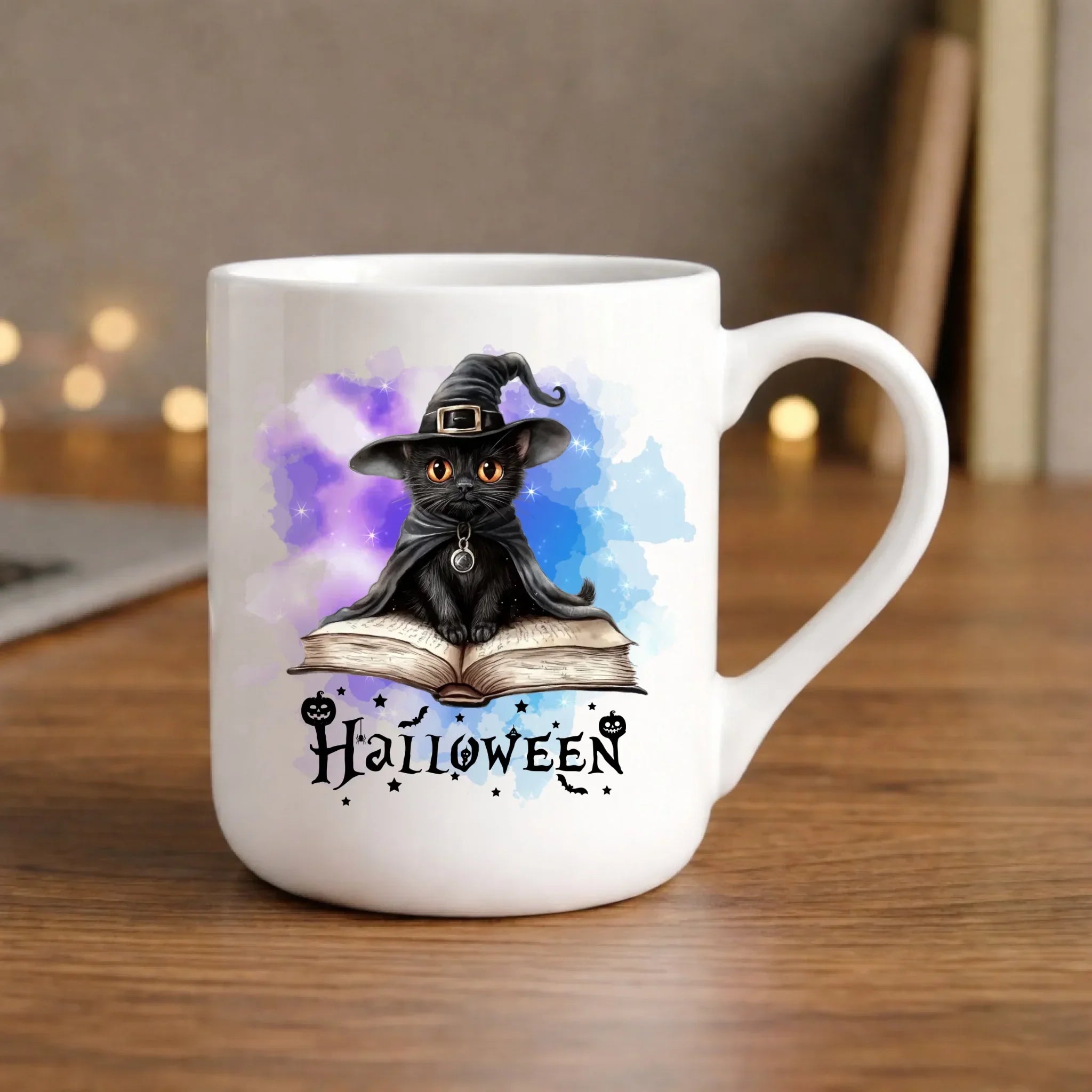 Kubek elegant na Halloween - Kot Czarodziej HL06 - StoryCups.pl