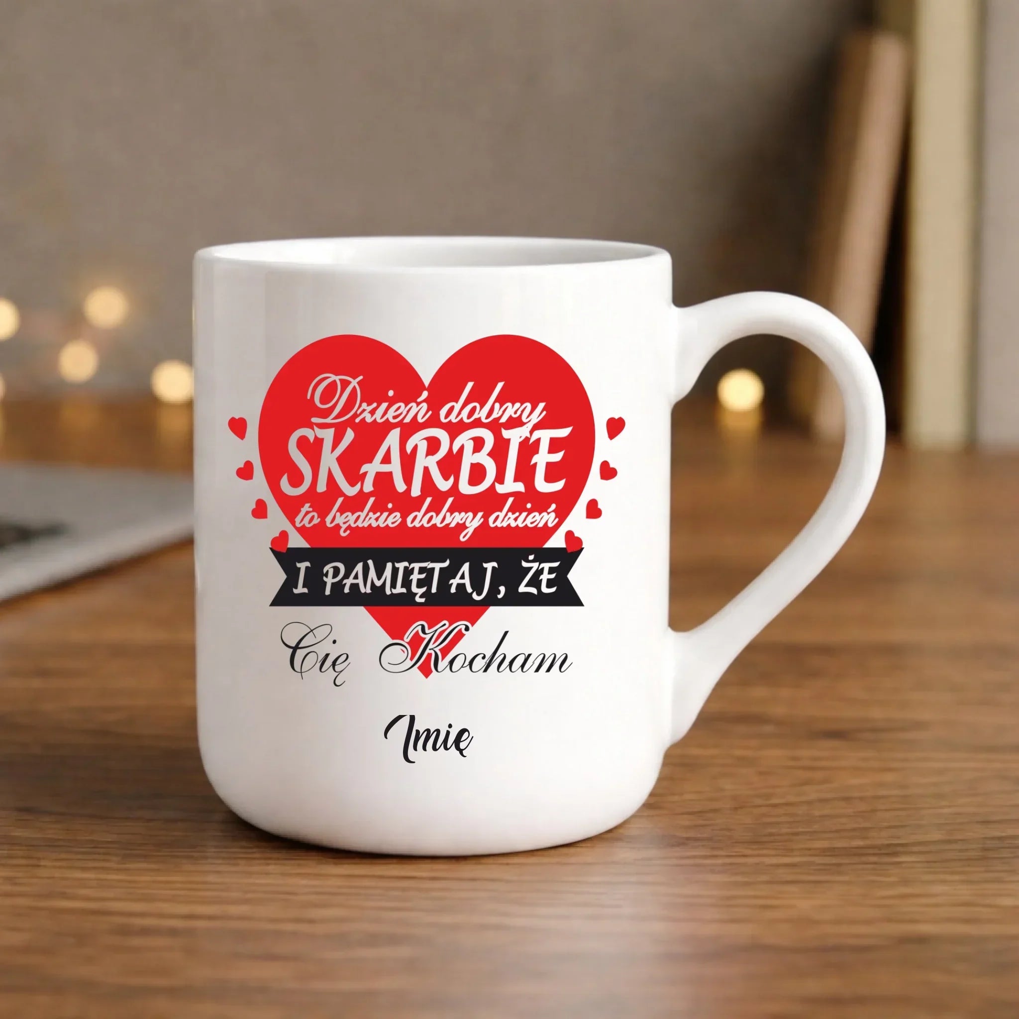 Kubek elegant dla par - Dzień dobry Skarbie - personalizowany W02 - StoryCups.pl