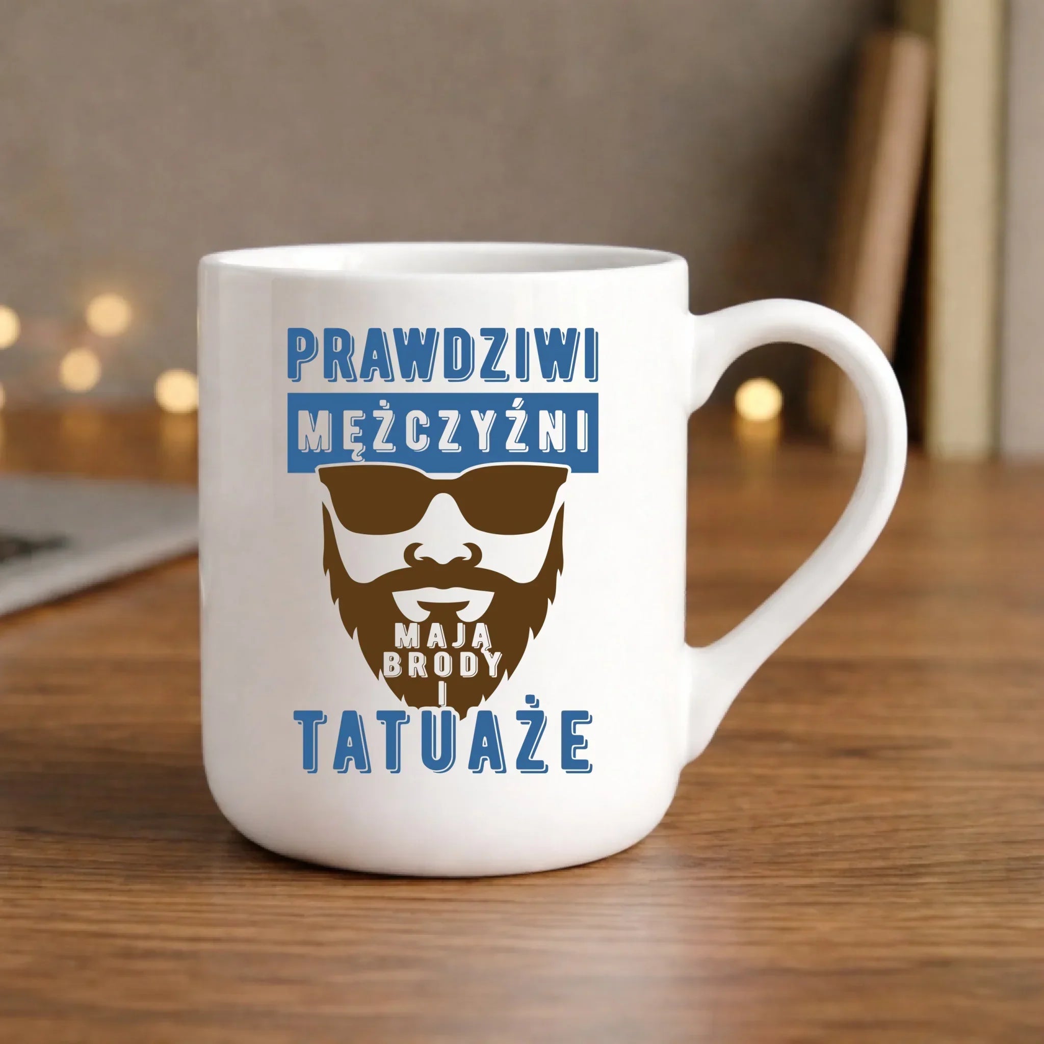 Kubek elegant - Prezent dla faceta - Prawdziwi mężczyźni mają brody i tatuaże DCH22 - StoryCups.pl