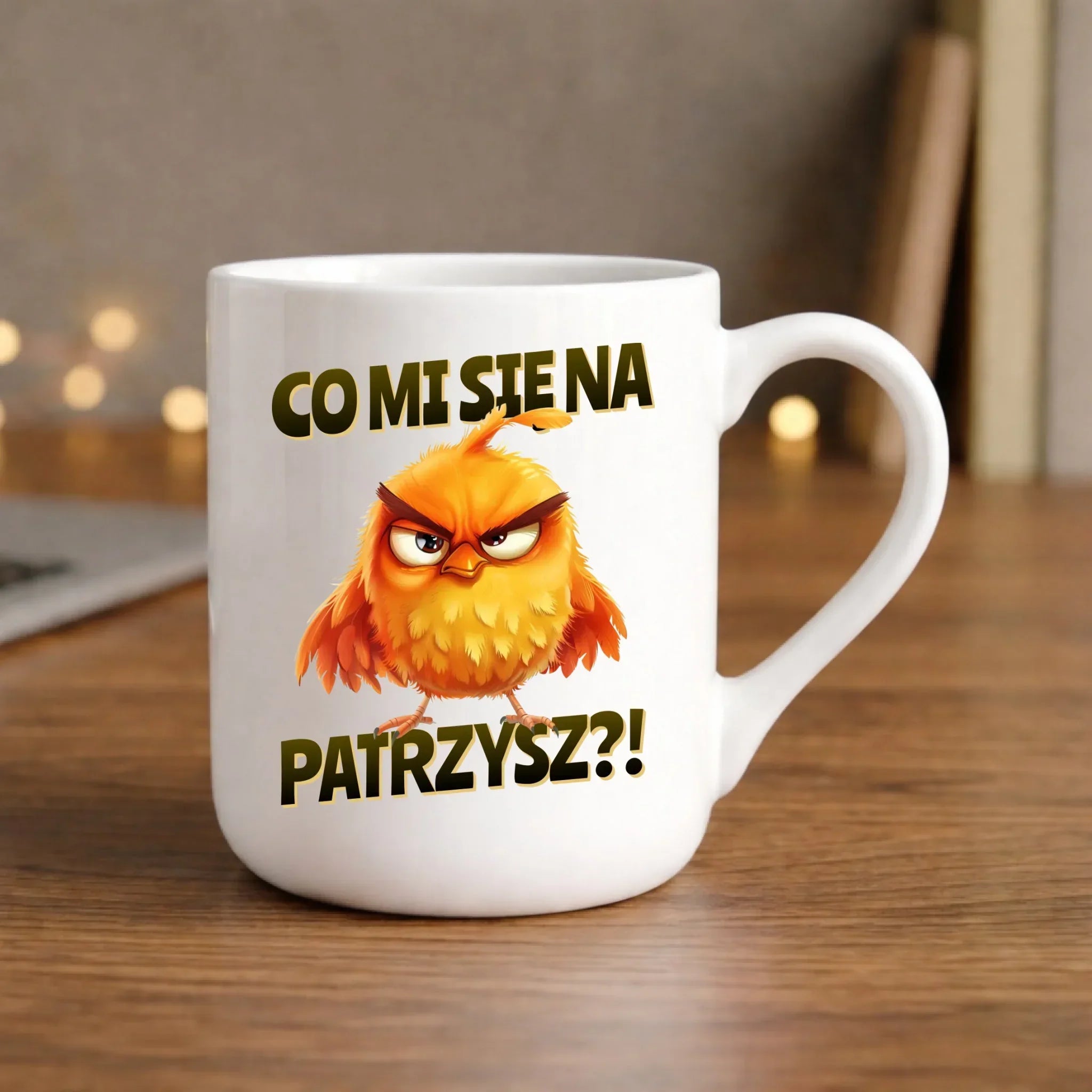 Śmieszny kubek elegant - Prezent dla chłopaka kolegi - Co mi się na ptaka patrzysz DCH24 - StoryCups.pl