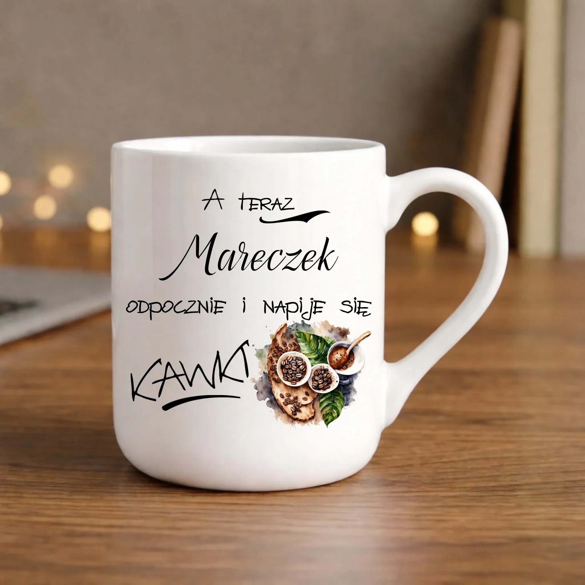 Kubek elegant - Odpocznie i napije się kawki prezent dla kawosza - personalizowany DCH04 - StoryCups.pl