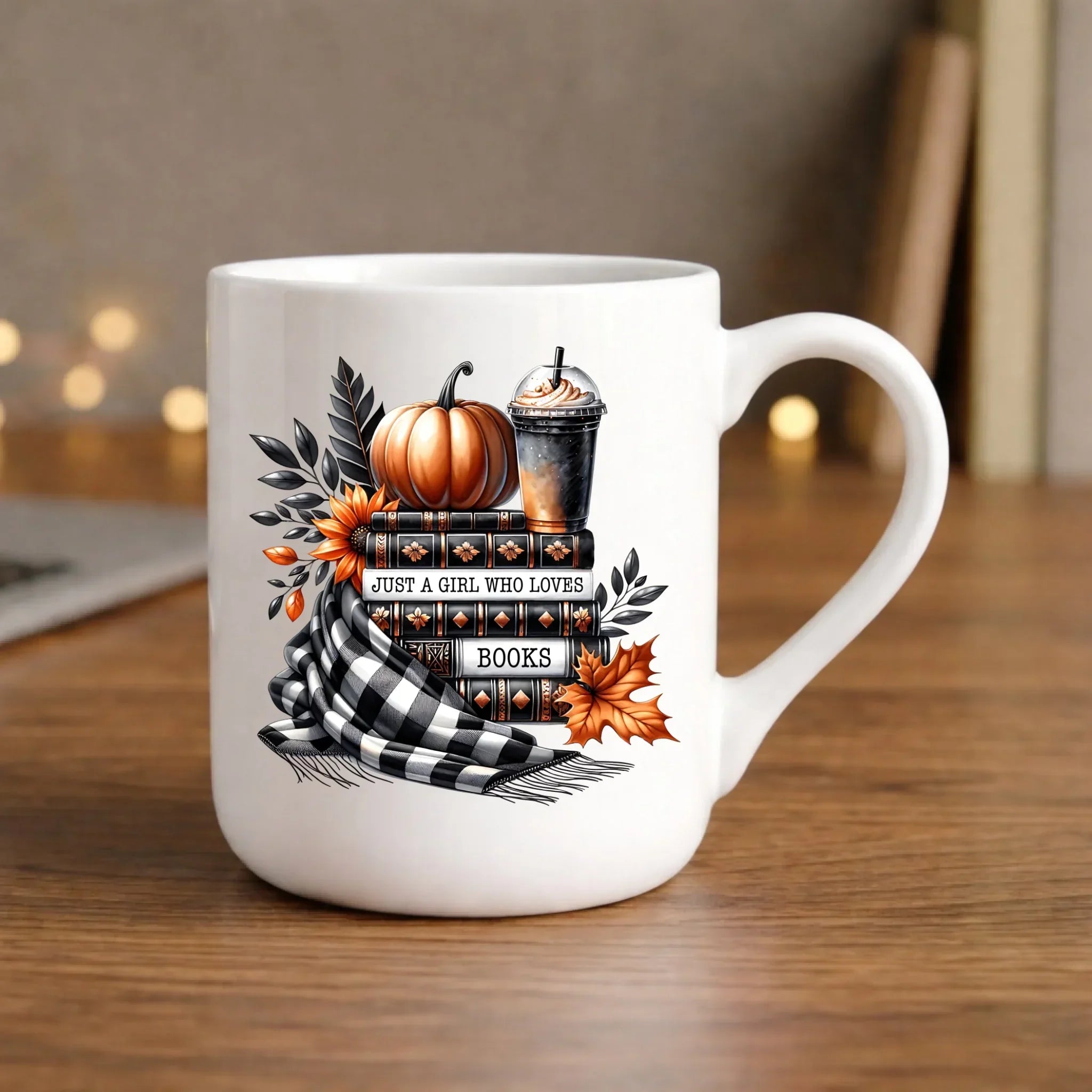 Kubek elegant jesieniara - Książkara - prezent dla miłośniczki czytania książek JS13 - StoryCups.pl