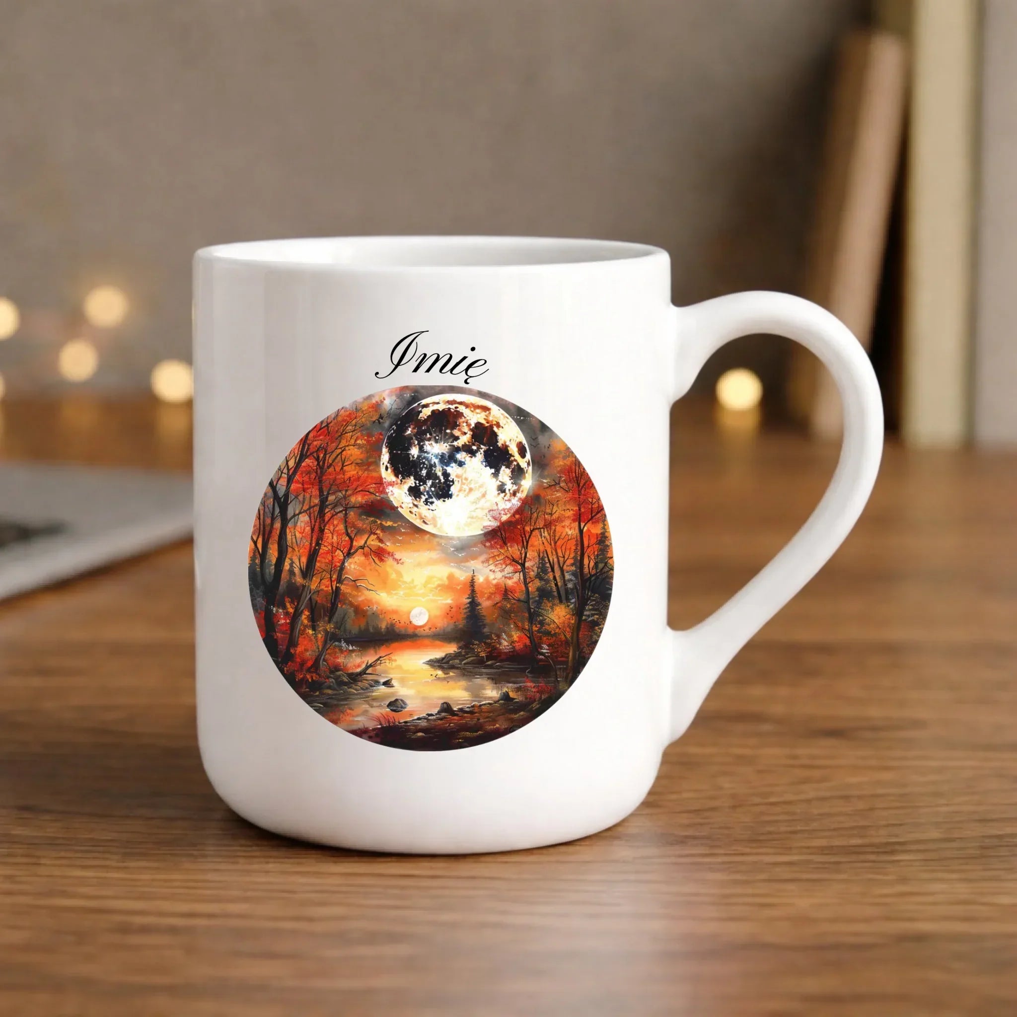 Kubek elegant jesieniara - Pełnia księżyca - personalizowany JS10 - StoryCups.pl