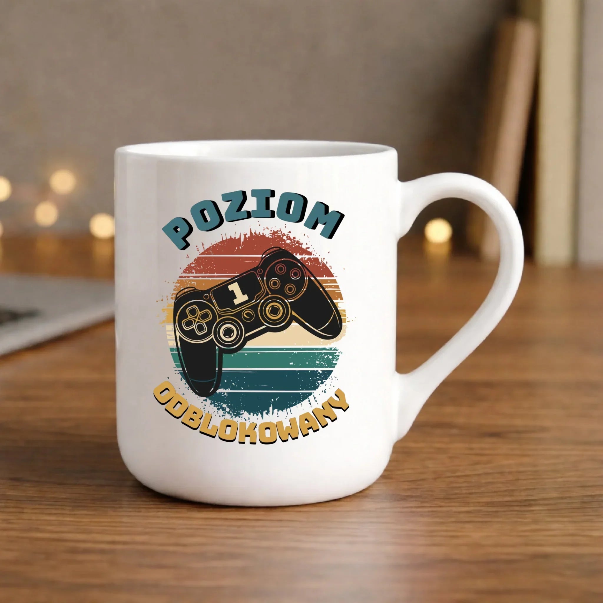 Kubek elegant - Poziom odblokowany - gamer do szkoły - personalizowany SZ01 - StoryCups.pl