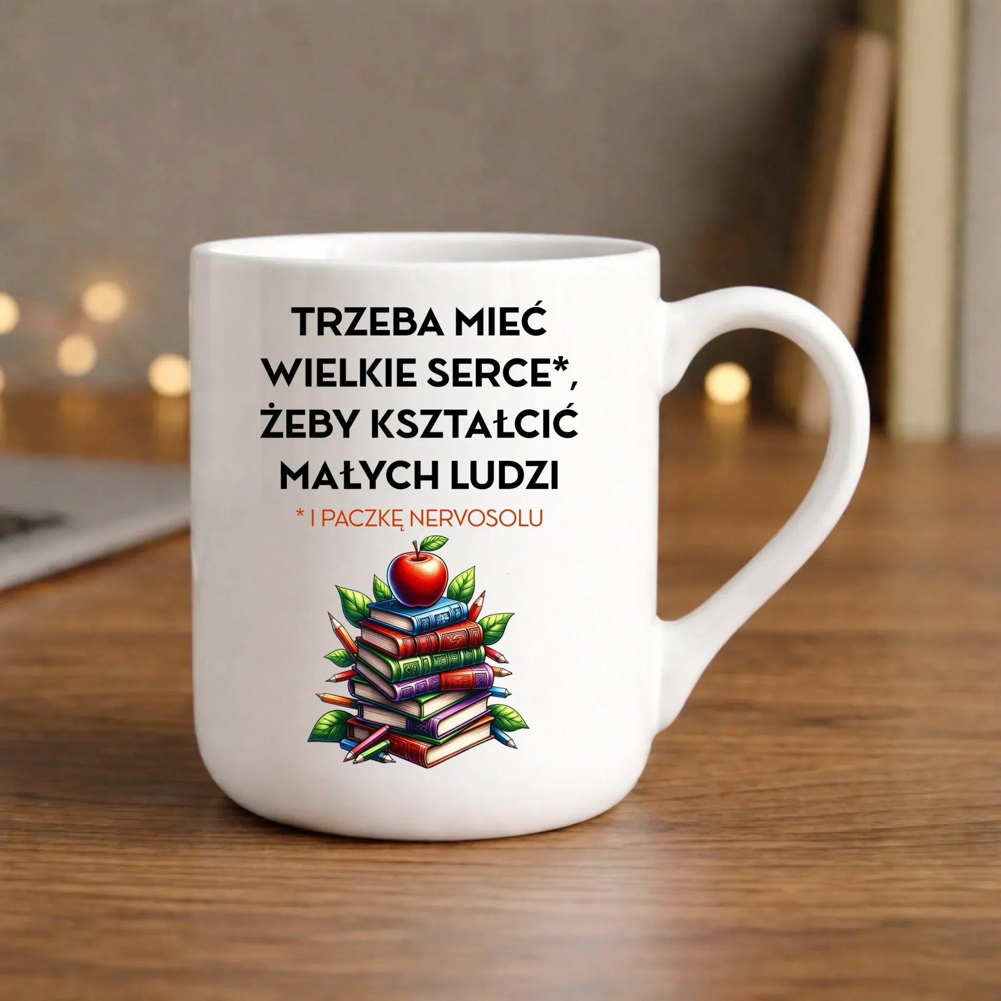 Kubek elegant dla nauczyciela - Trzeba mieć wielkie serce i paczkę nervosolu N73 - StoryCups.pl