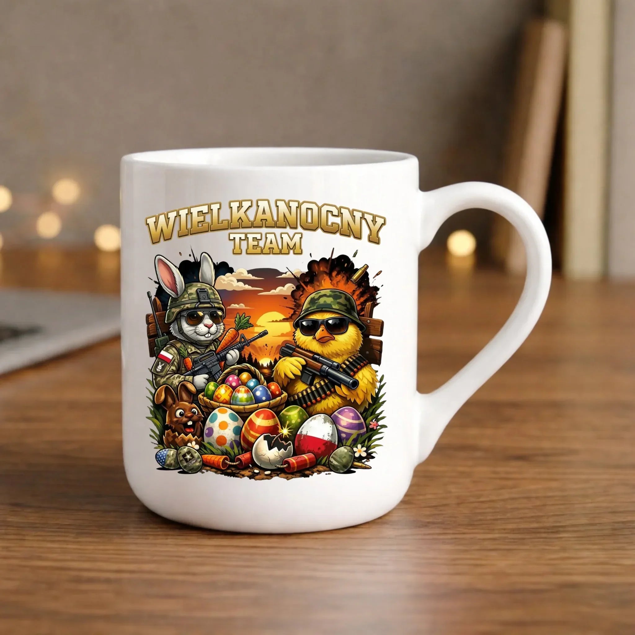 Kubek elegant na Wielkanoc - Kurczak i zając armia Wielkanocny Team WN37 - StoryCups.pl