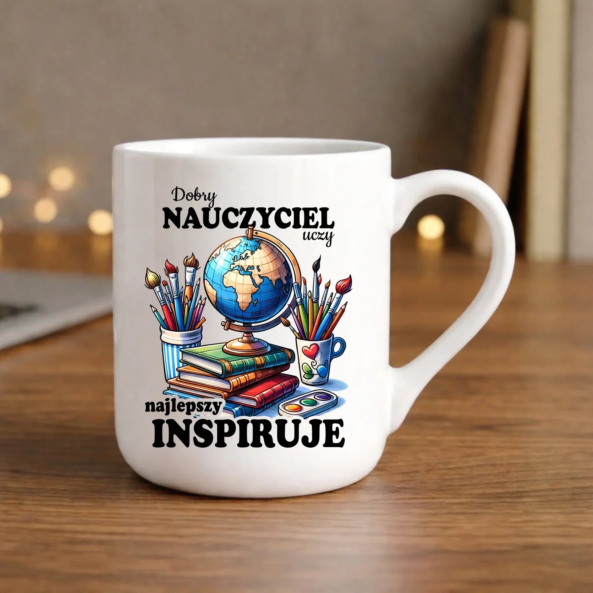 Kubek elegant dla nauczyciela - Dobry nauczyciel uczy najlepszy inspiruje N72 - StoryCups.pl