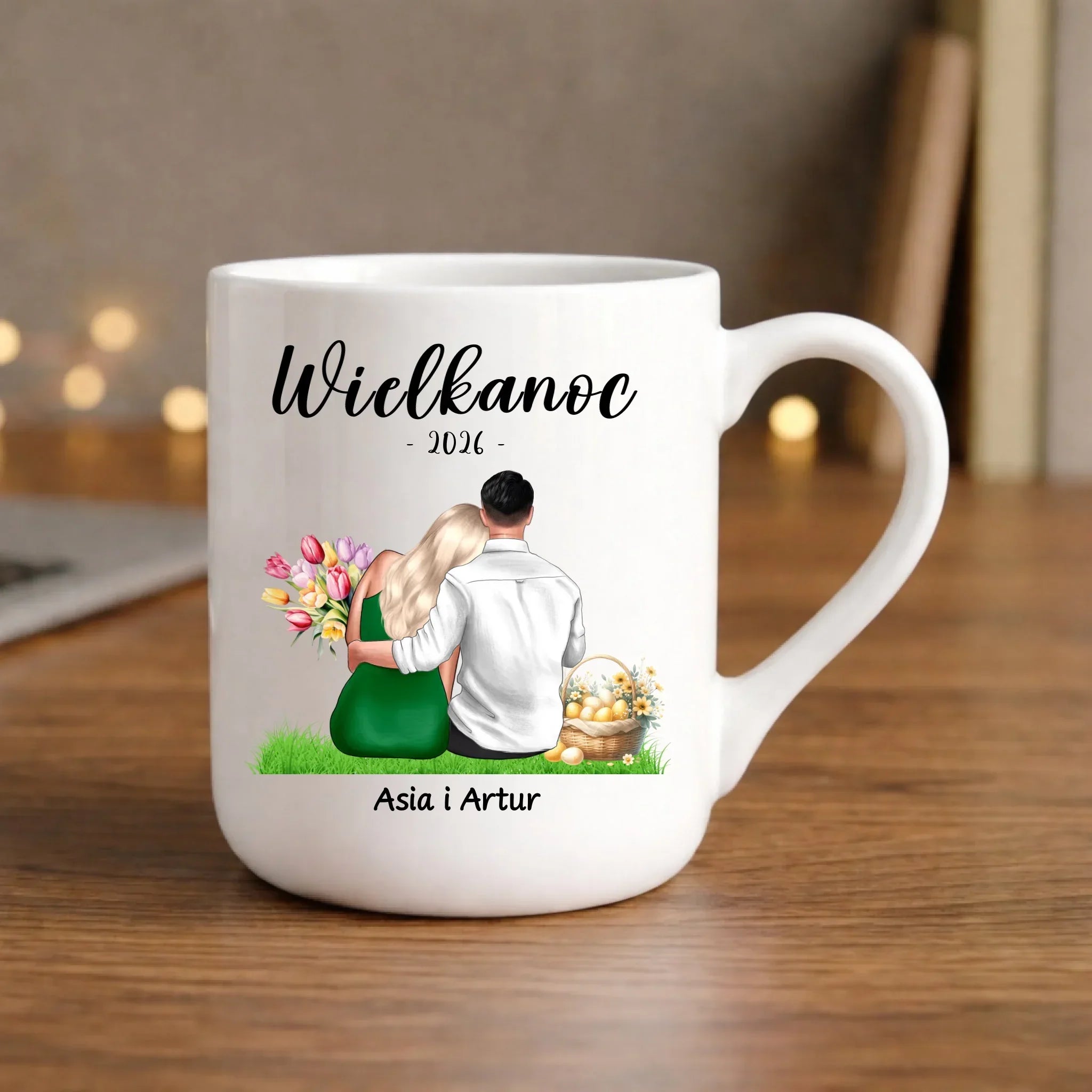 Kubek elegant na Wielkanoc dla par - personalizowany WN36 - StoryCups.pl