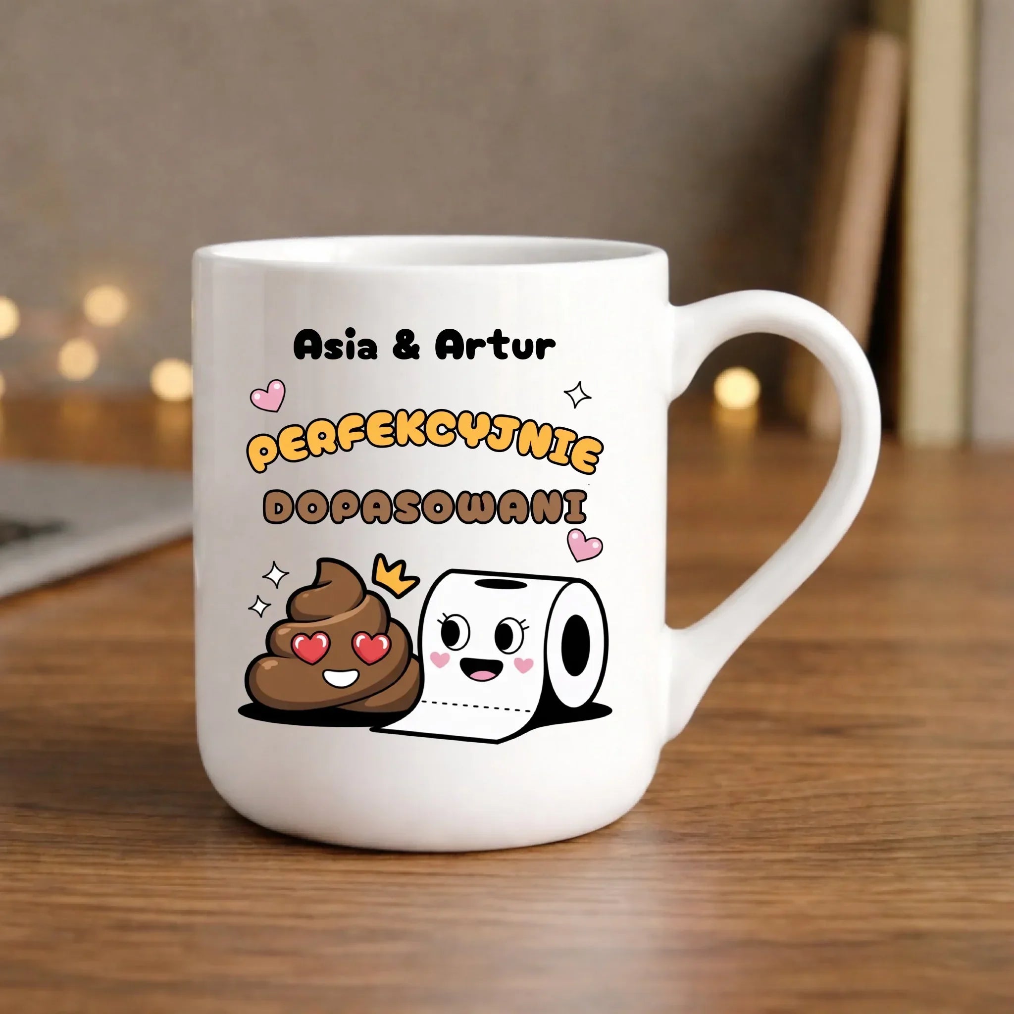 Kubek elegant dla par - Perfekcyjnie dopasowani - personalizowany W81 - StoryCups.pl