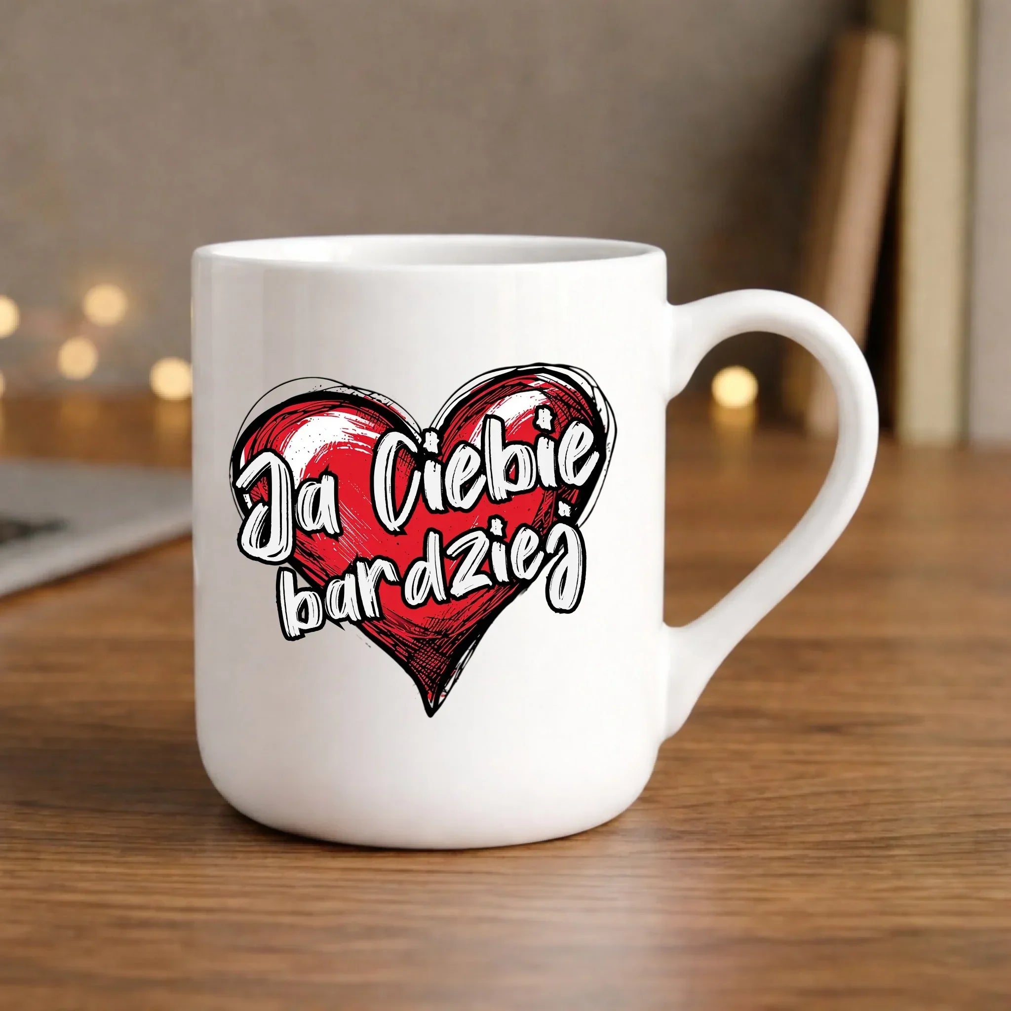 Kubek elegant dla par - Serce Ja Ciebie bardziej W84 - StoryCups.pl