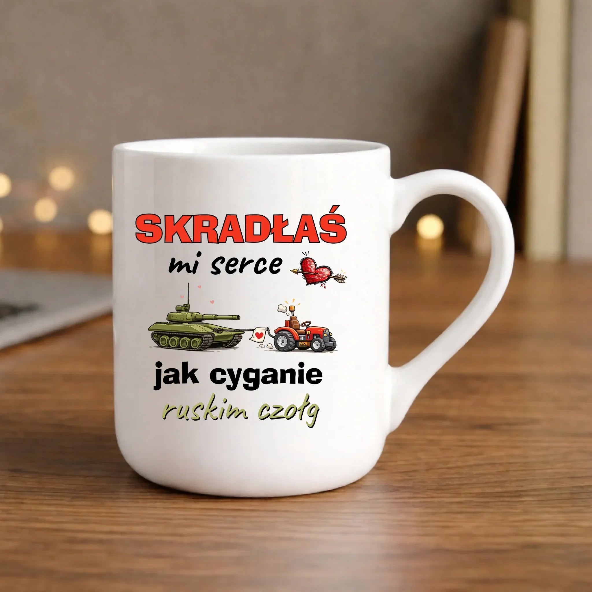 Kubek elegant - Skradłaś mi serce jak cyganie ruskim czołg W76 - StoryCups.pl