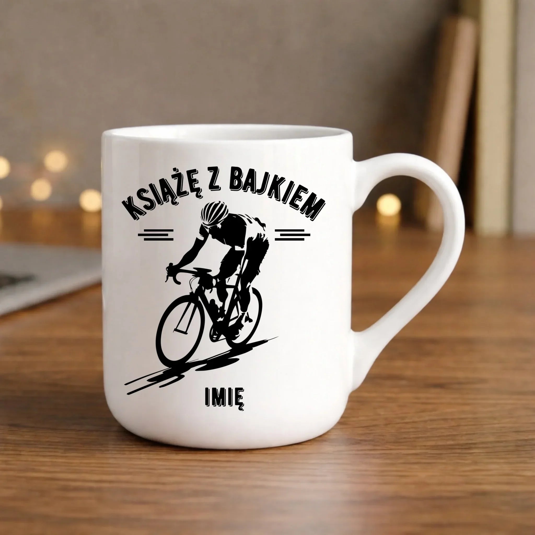 Kubek elegant dla rowerzysty - Książę z bajkiem - personalizowany HR01 - StoryCups.pl