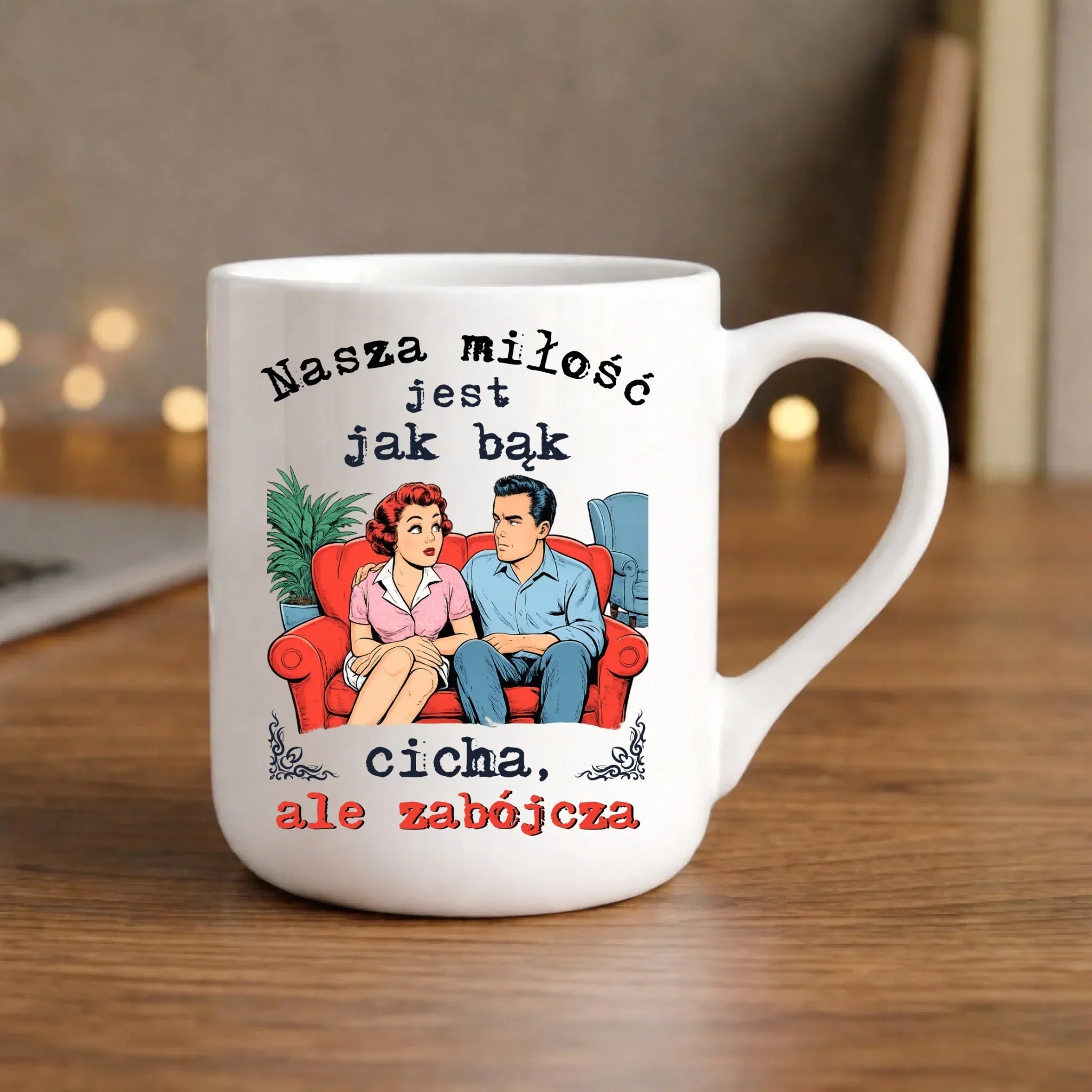 Kubek elegant dla par - Nasza miłość jest jak bąk W70 - StoryCups.pl