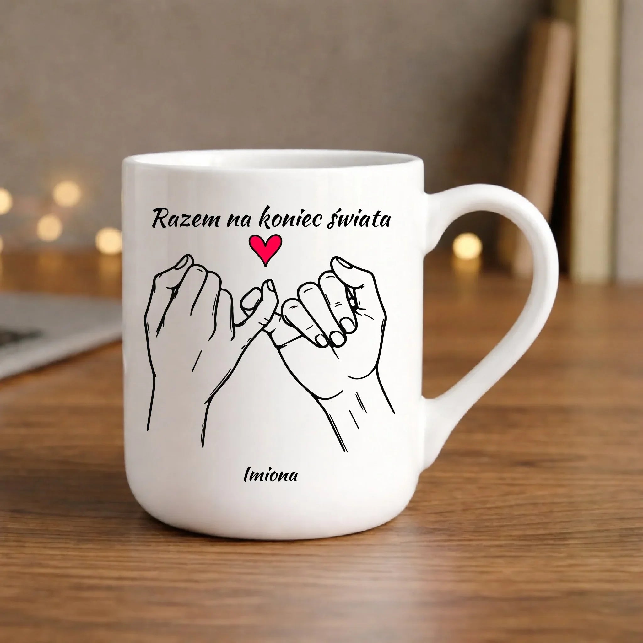 Kubek elegant dla par - Razem na koniec świata - personalizowany W60 - StoryCups.pl