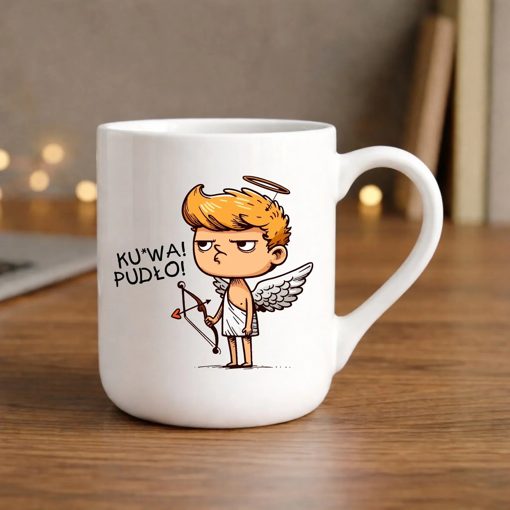 Kubek elegant - Aniołek z łukiem ku*wa pudło - bez cenzury W56 - StoryCups.pl