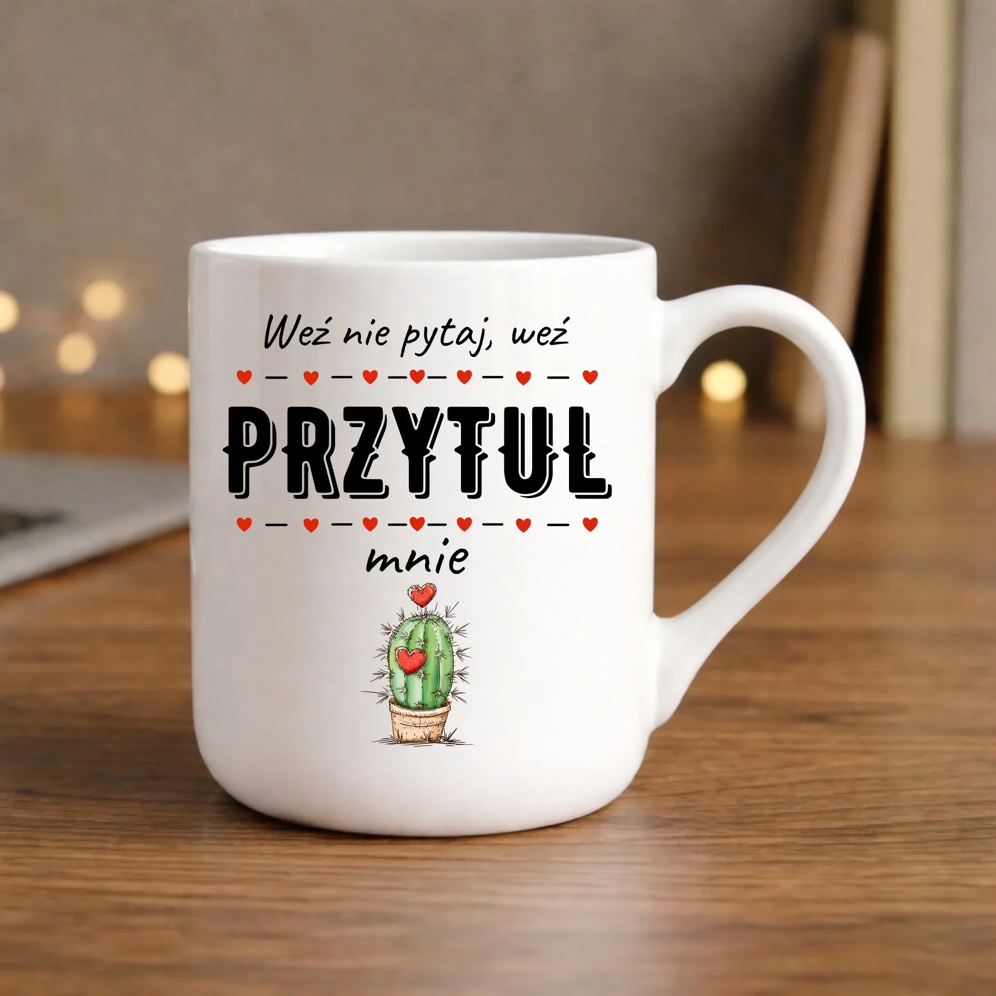 Kubek elegant dla par - Weź nie pytaj, weź przytul mnie W49 - StoryCups.pl