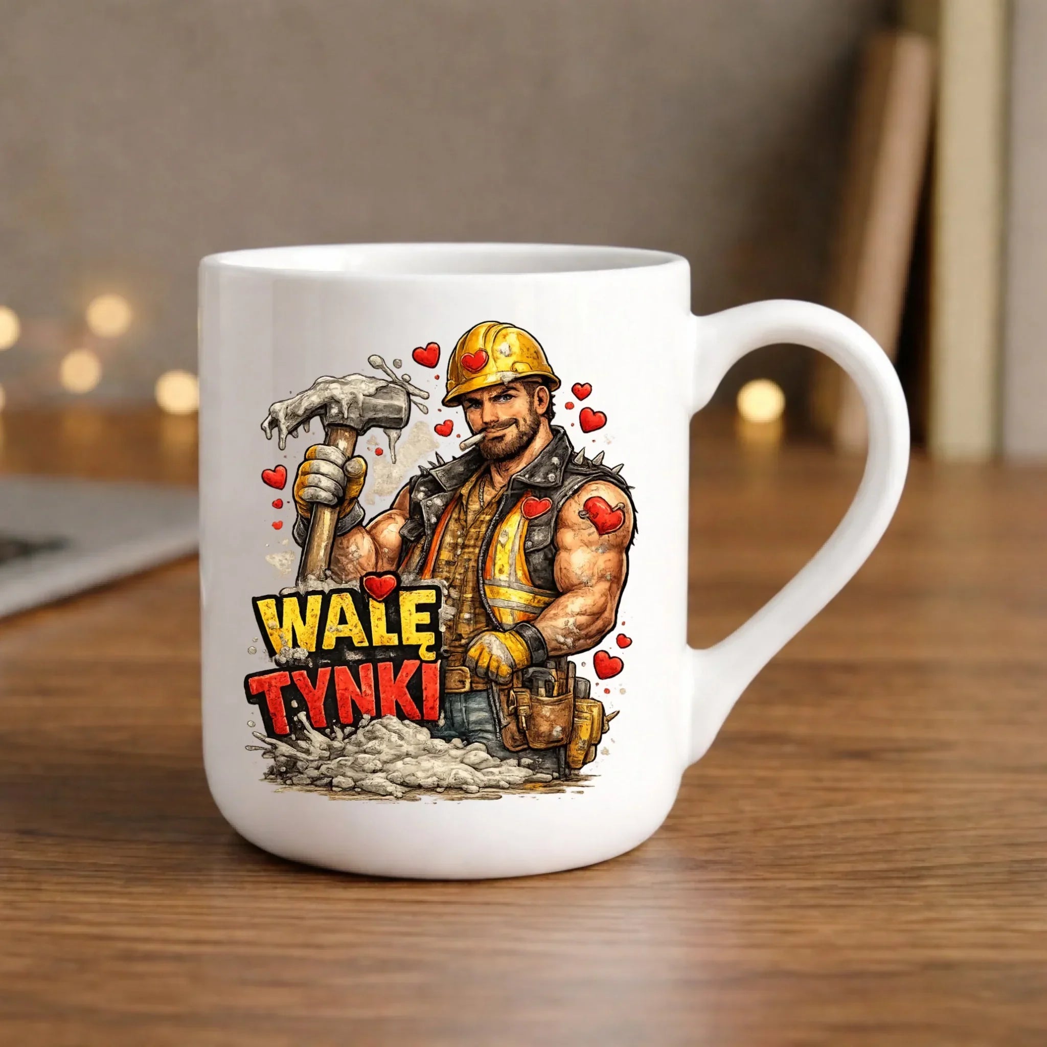 Kubek elegant na Walentynki - Budowlaniec Walę tynki W64 - StoryCups.pl