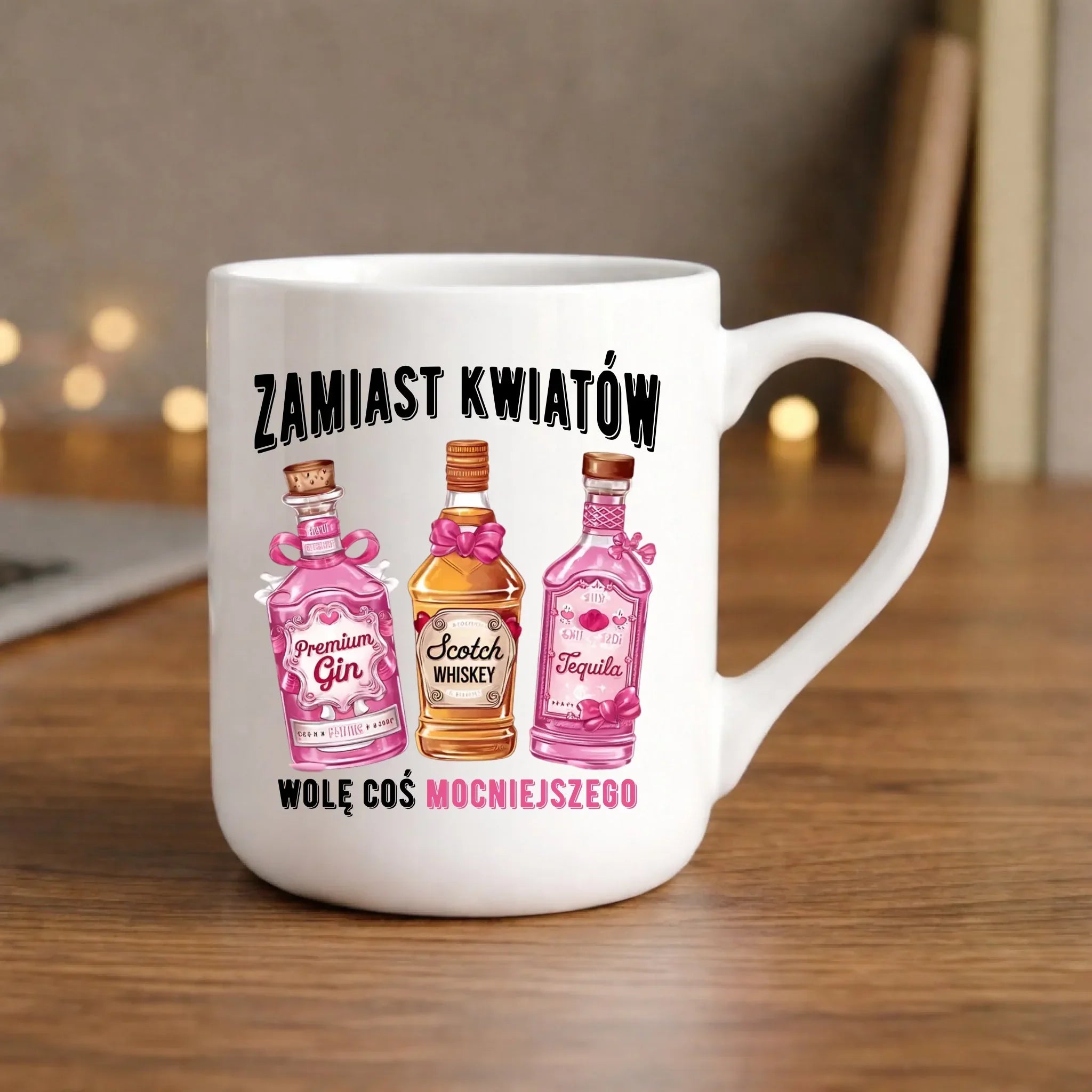 Kubek elegant dla niej - Zamiast kwiatów wolę coś mocniejszego W42 - StoryCups.pl