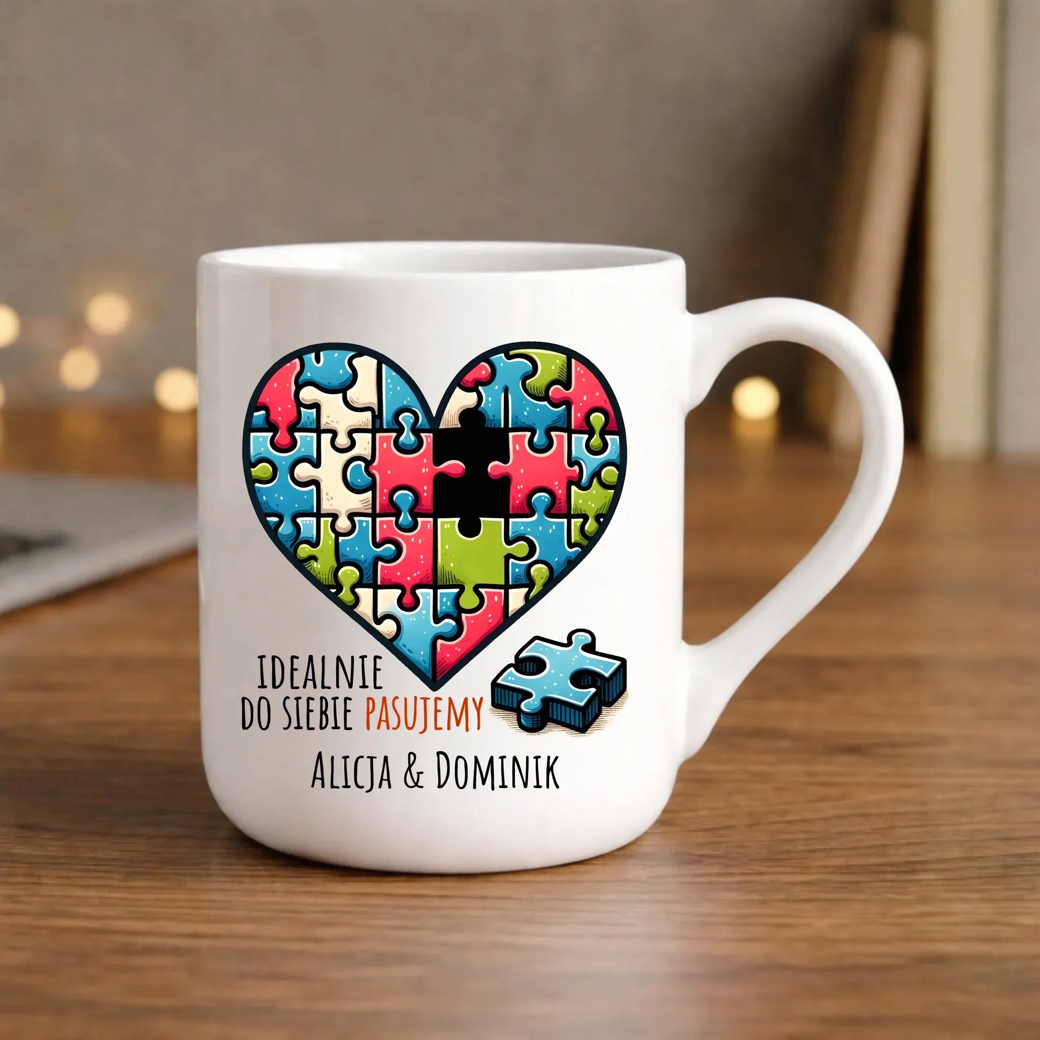 Kubek elegant dla par - Idealnie do siebie pasujemy - personalizowany W44 - StoryCups.pl