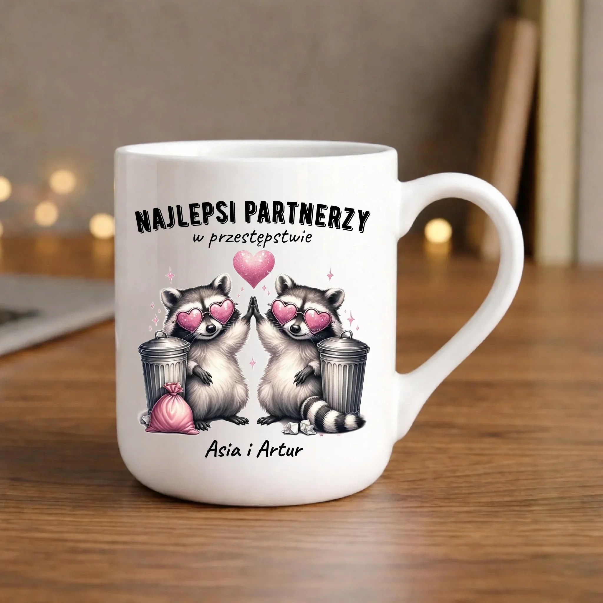 Kubek elegant dla par - Najlepsi partnerzy w przestępstwie - personalizowany W27 - StoryCups.pl
