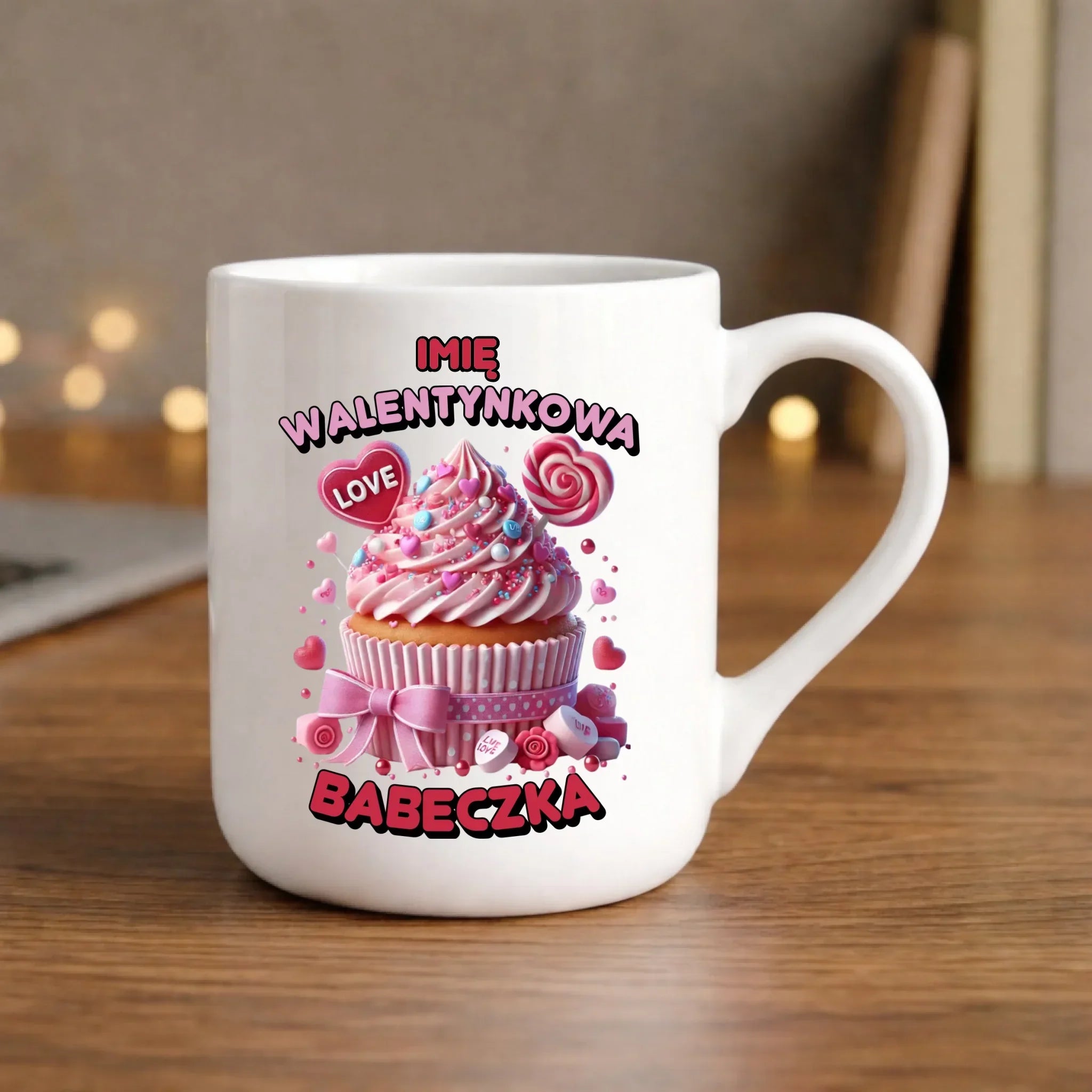 Kubek elegant na Walentynki - Walentynkowa Babeczka - personalizowany W21 - StoryCups.pl