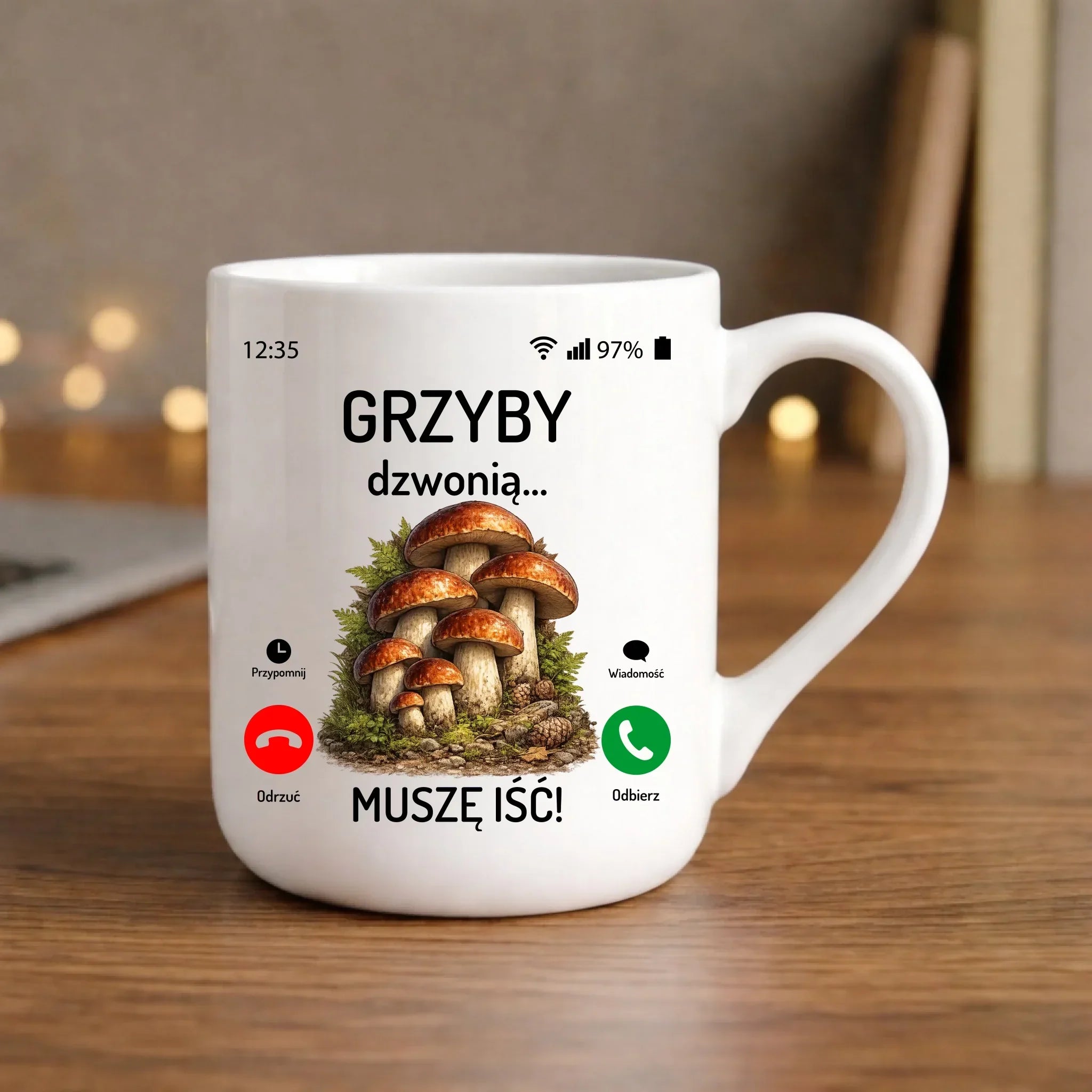 Kubek elegant dla dziadka grzybiarza - Grzyby dzwonią muszę iść D36 - StoryCups.pl