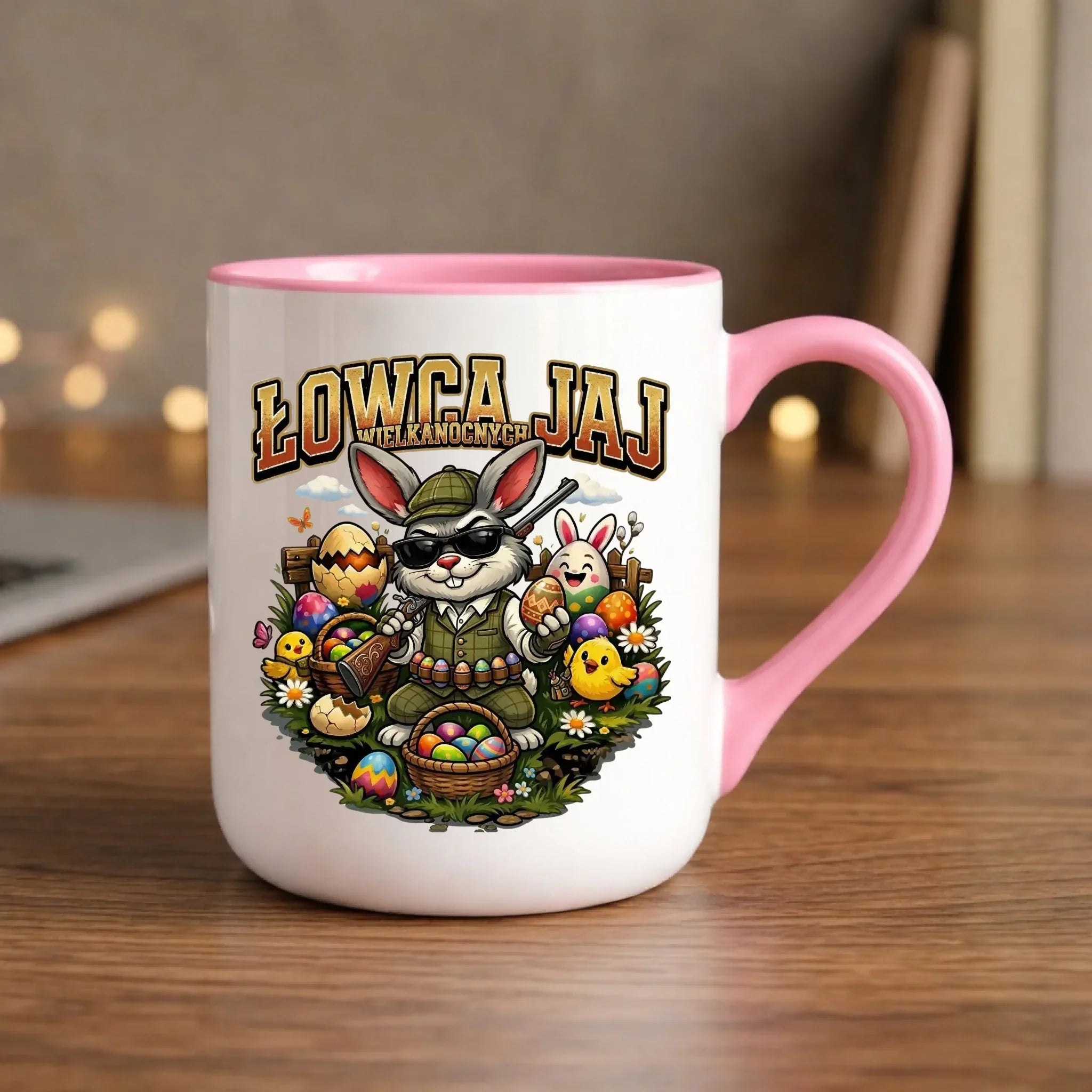 Kubek elegant wielkanocny - Zając Łowca Jaj WN12 - StoryCups.pl