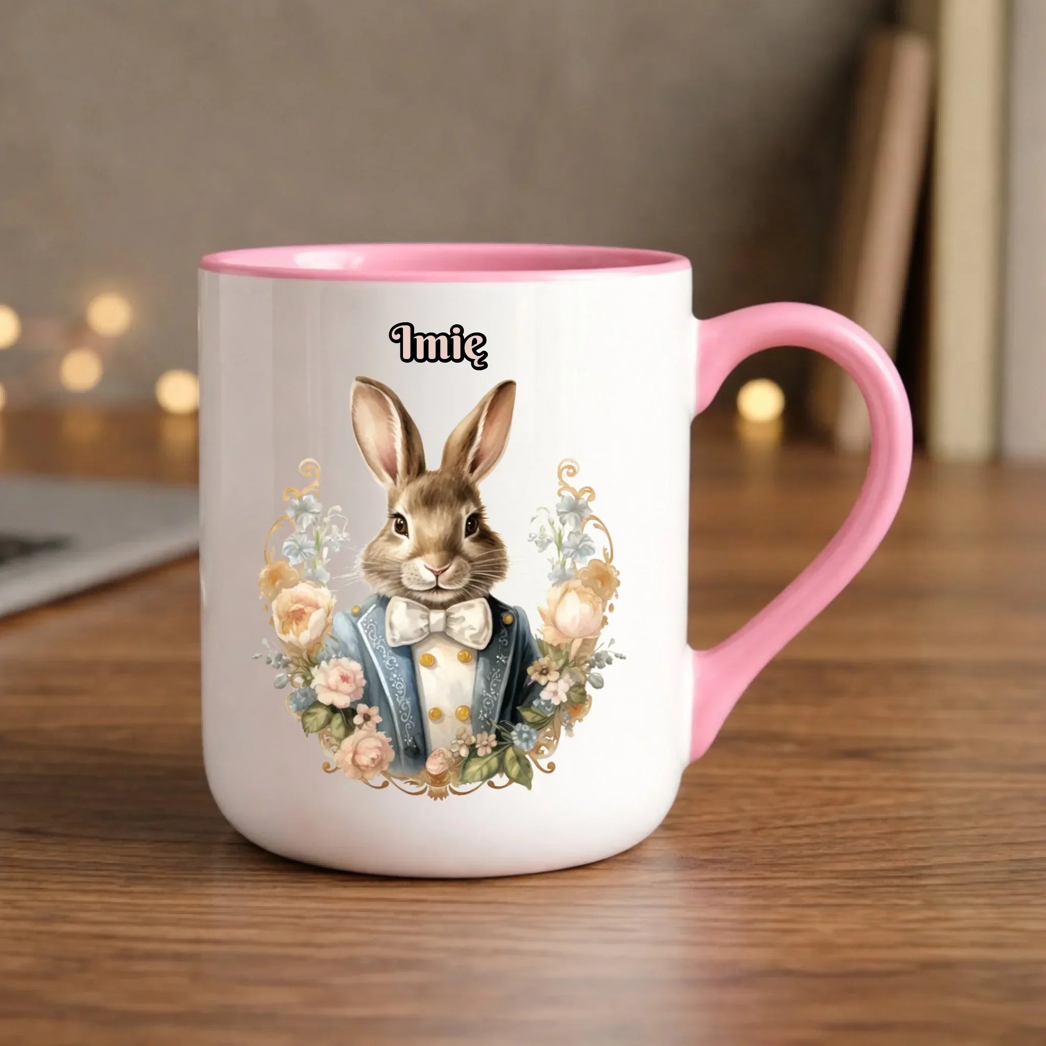 Kubek elegant na Wielkanoc - Pan Zając - Prezent personalizowany WN06 - StoryCups.pl