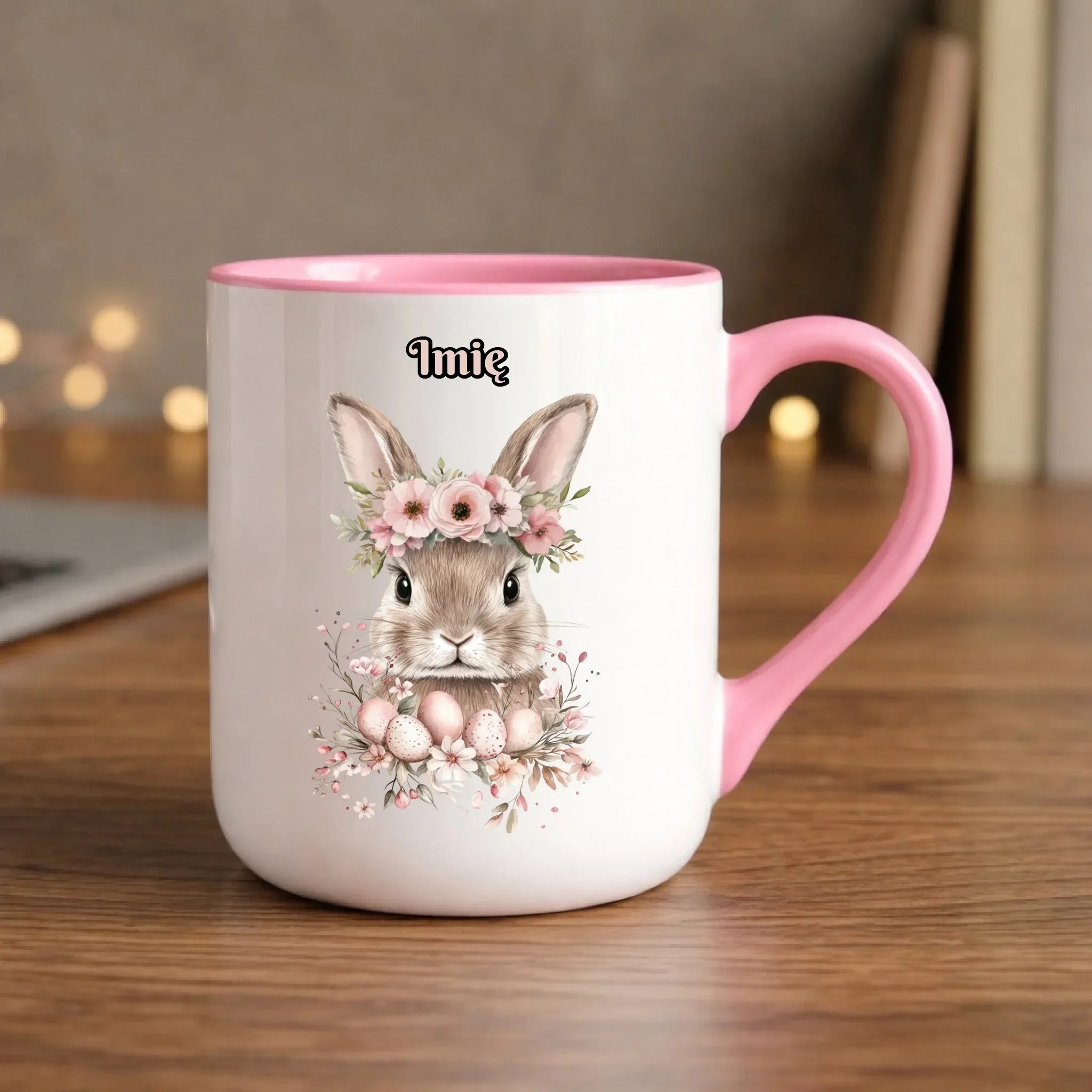 Kubek elegant na Wielkanoc - Zajączek Boho - Prezent personalizowany WN05 - StoryCups.pl