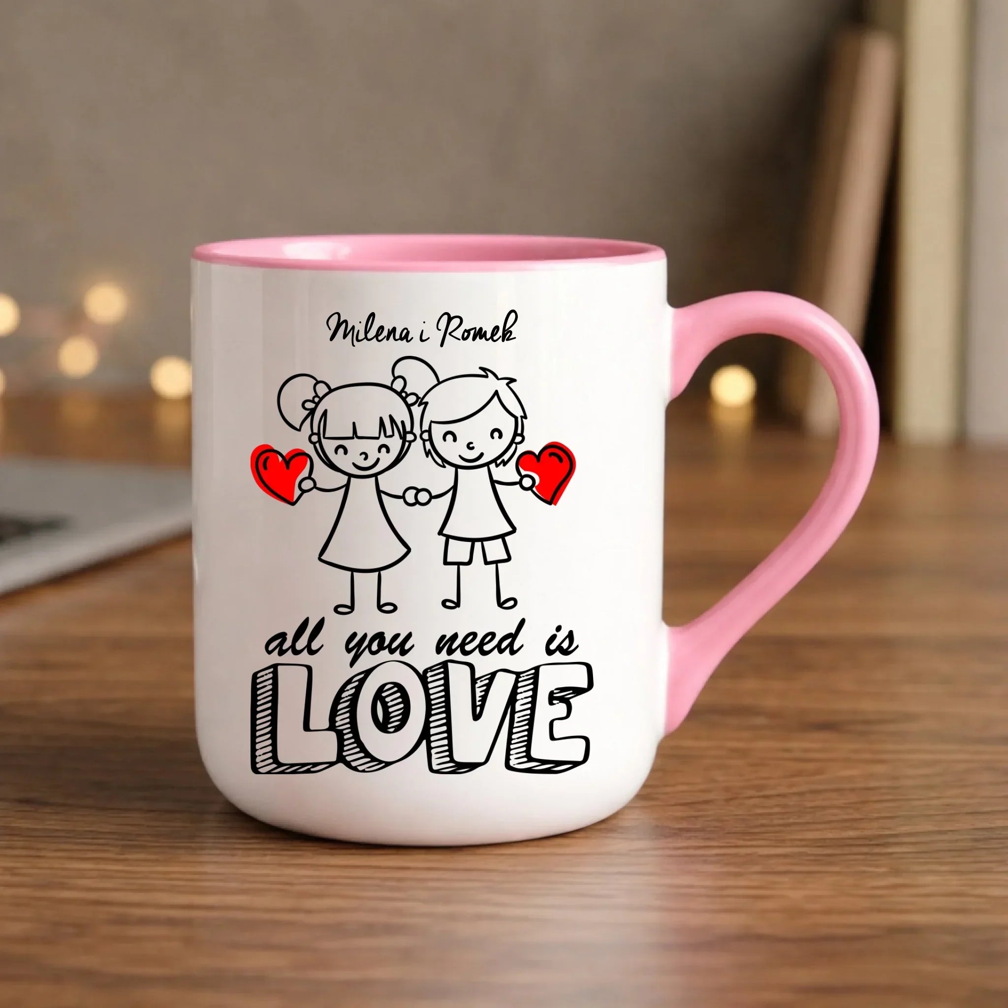Kubek elegant dla par - All You need is love - personalizowany W13 - StoryCups.pl