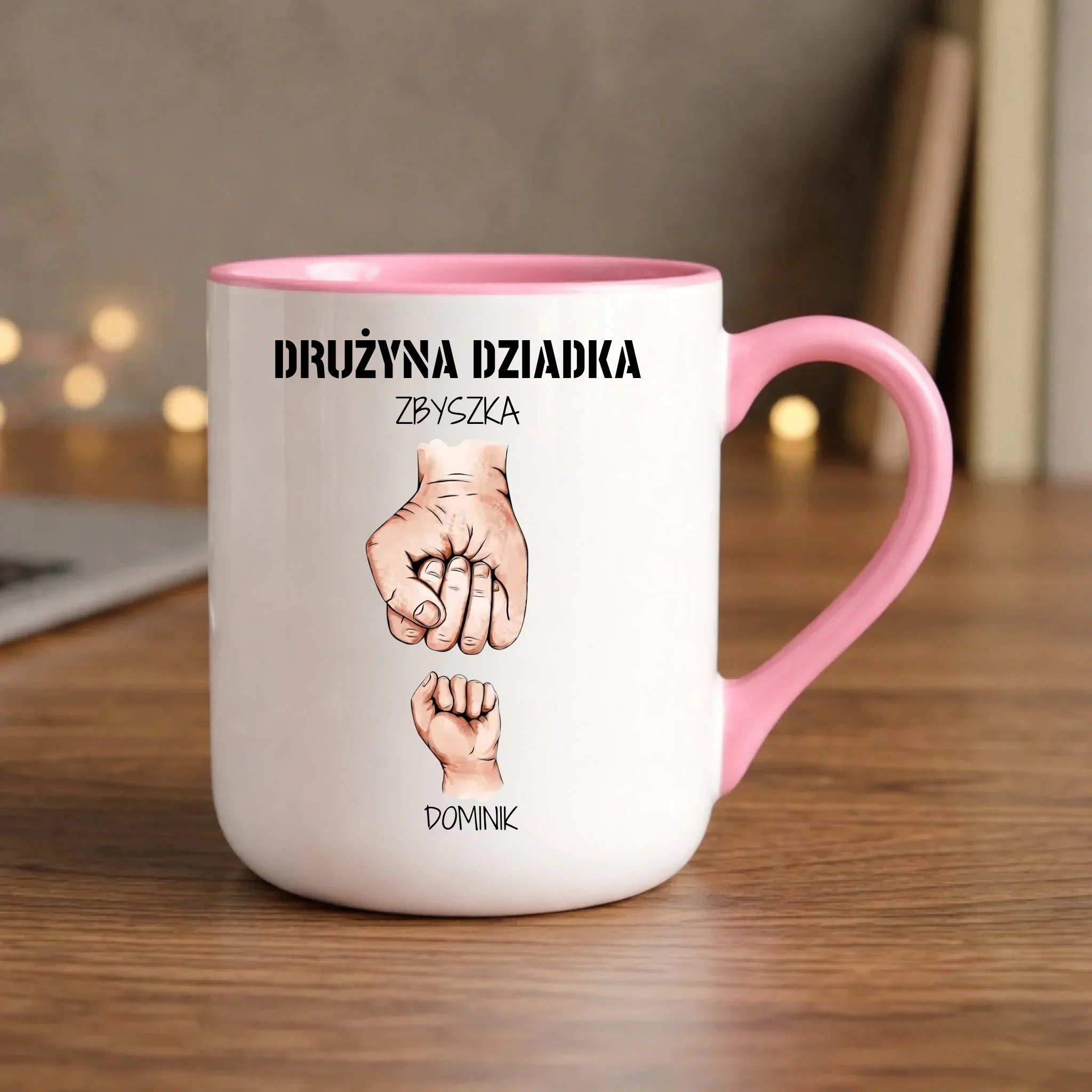 Kubek elegant dla dziadka - Drużyna dziadka 1-6 imion wnuków - personalizowany D07 - StoryCups.pl