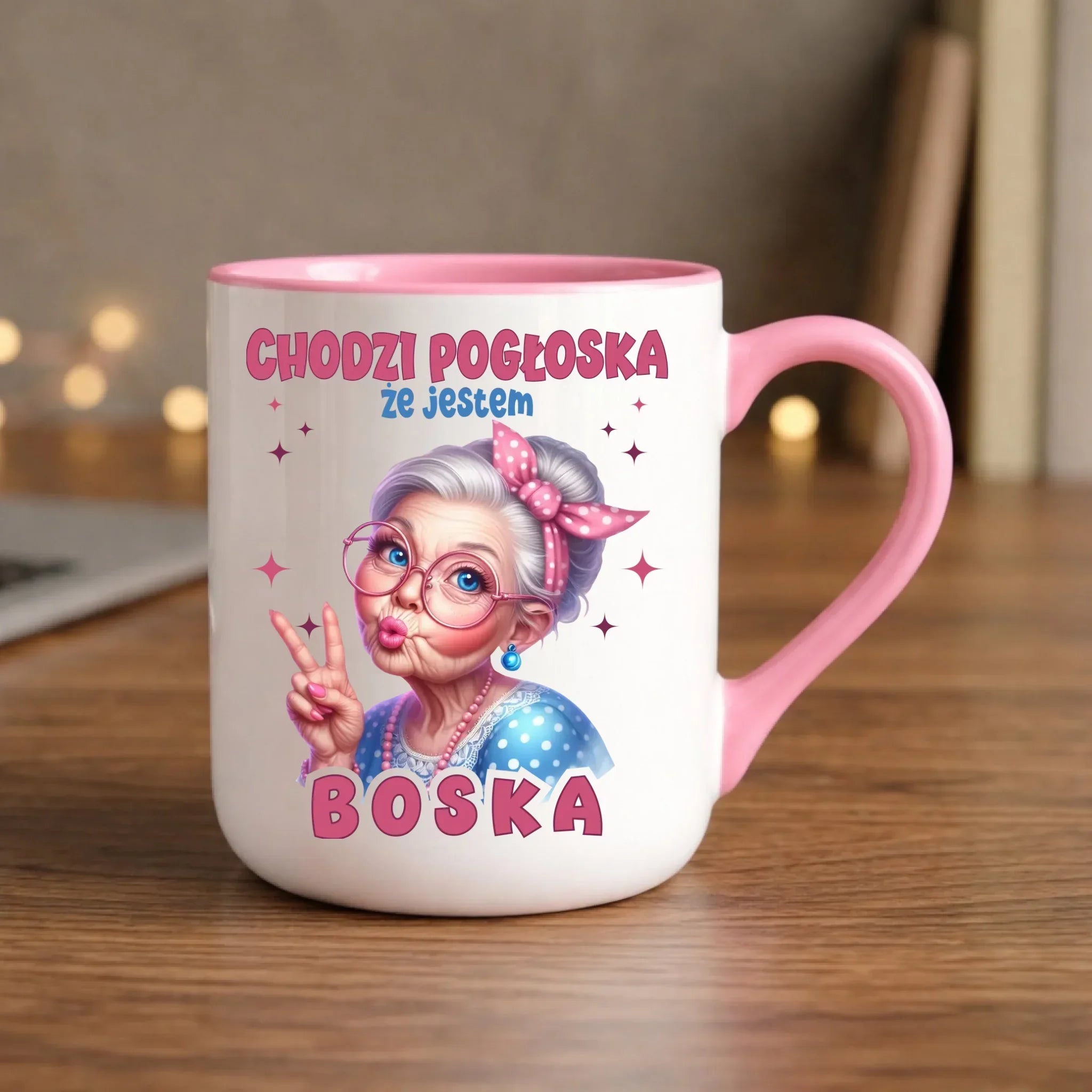 Kubek elegant dla babci - Chodzi pogłoska, że jestem boska B16 - StoryCups.pl
