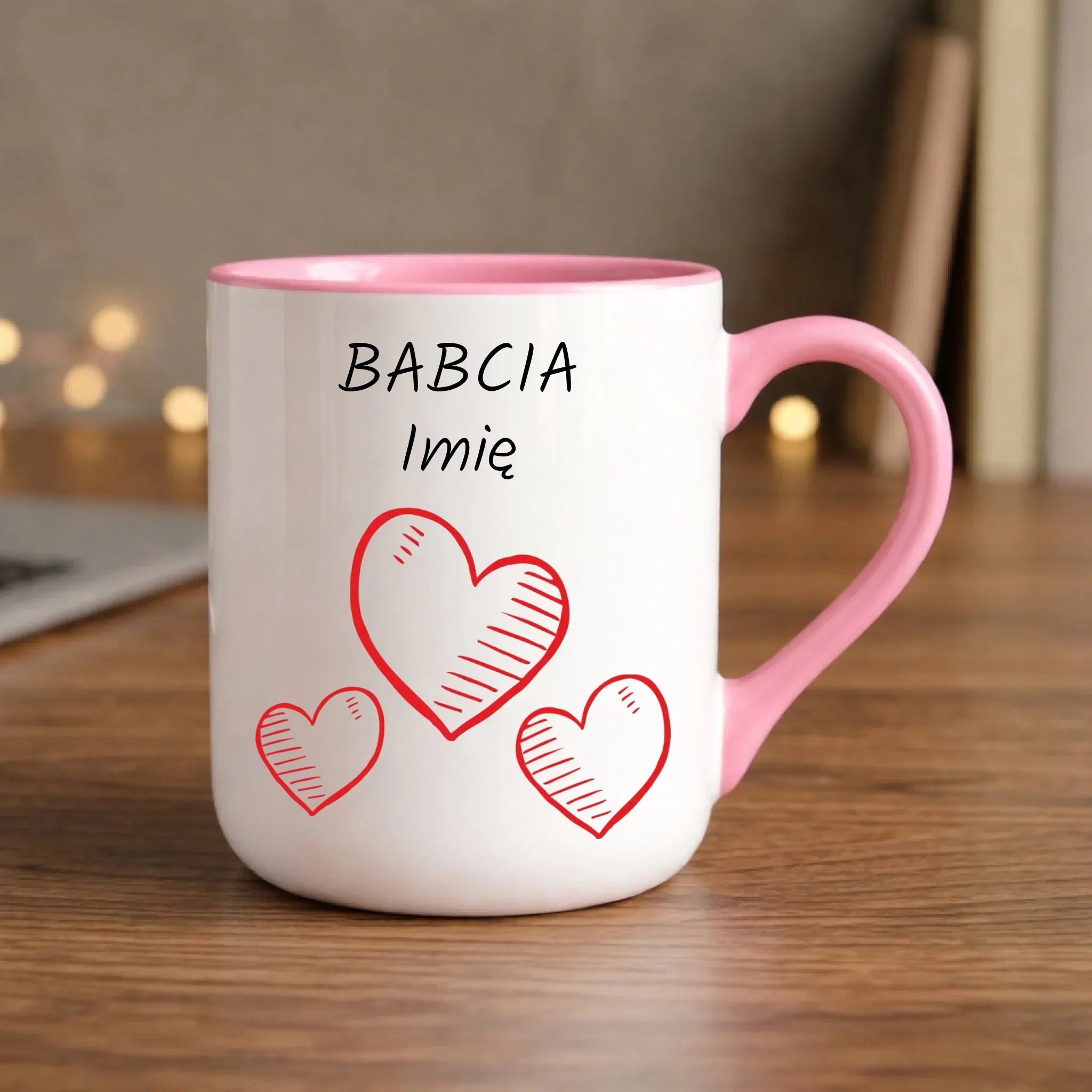 Kubek elegant dla babci - Serca - personalizowany B01 - StoryCups.pl
