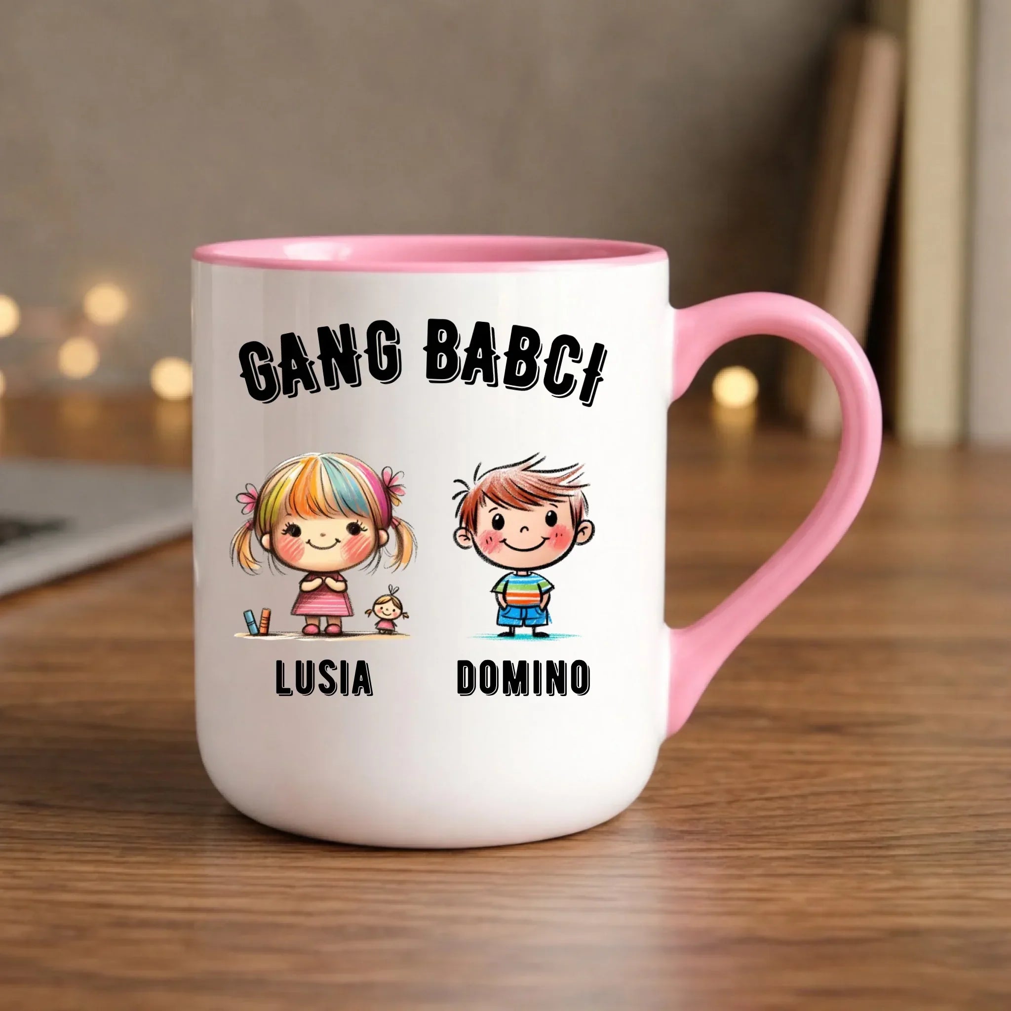 Kubek elegant dla babci - Gang Babci imiona wnuków 2-6 - personalizowany B18 - StoryCups.pl
