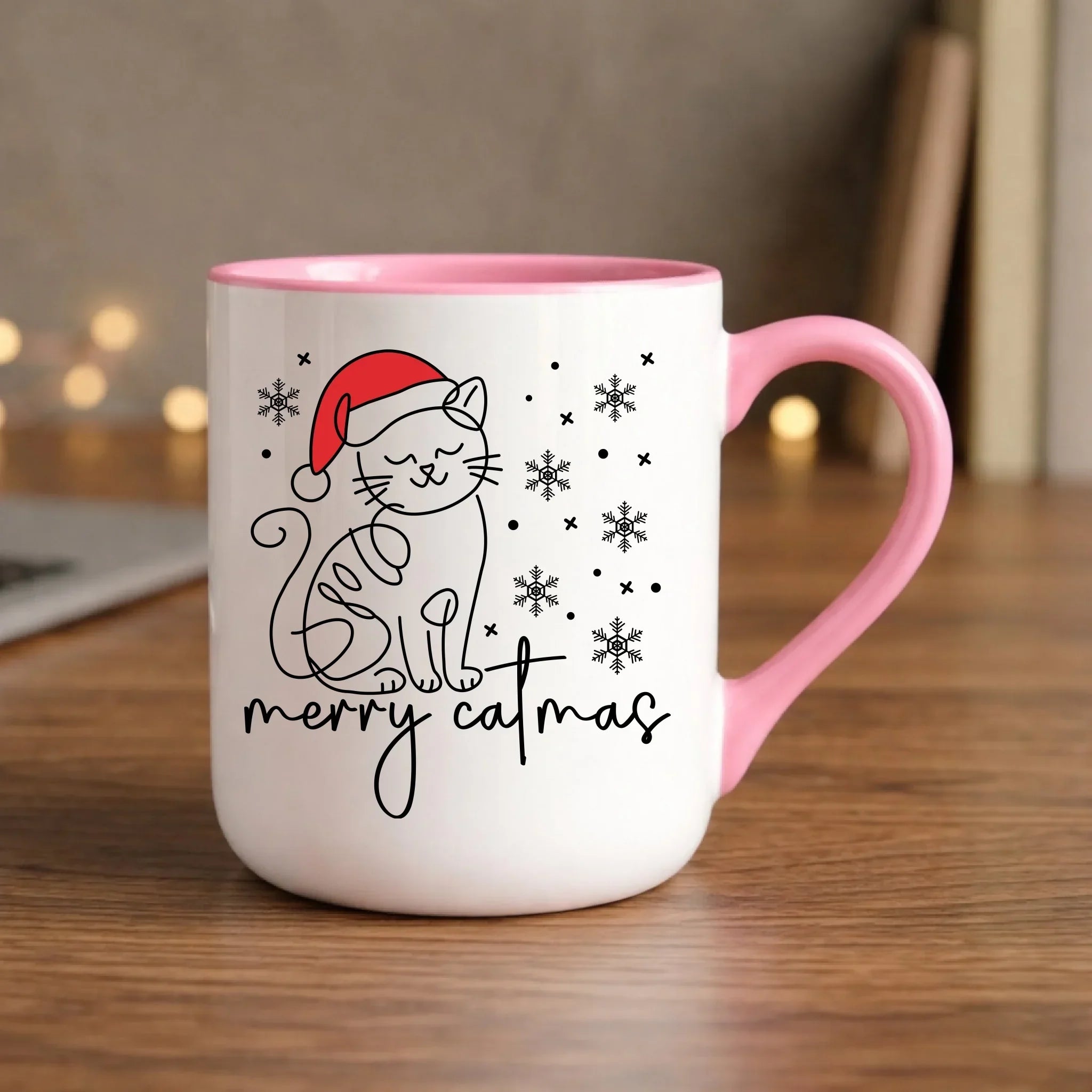 Kubek elegant świąteczny - prezent dla kociary - Merry catmas BN151 - StoryCups.pl