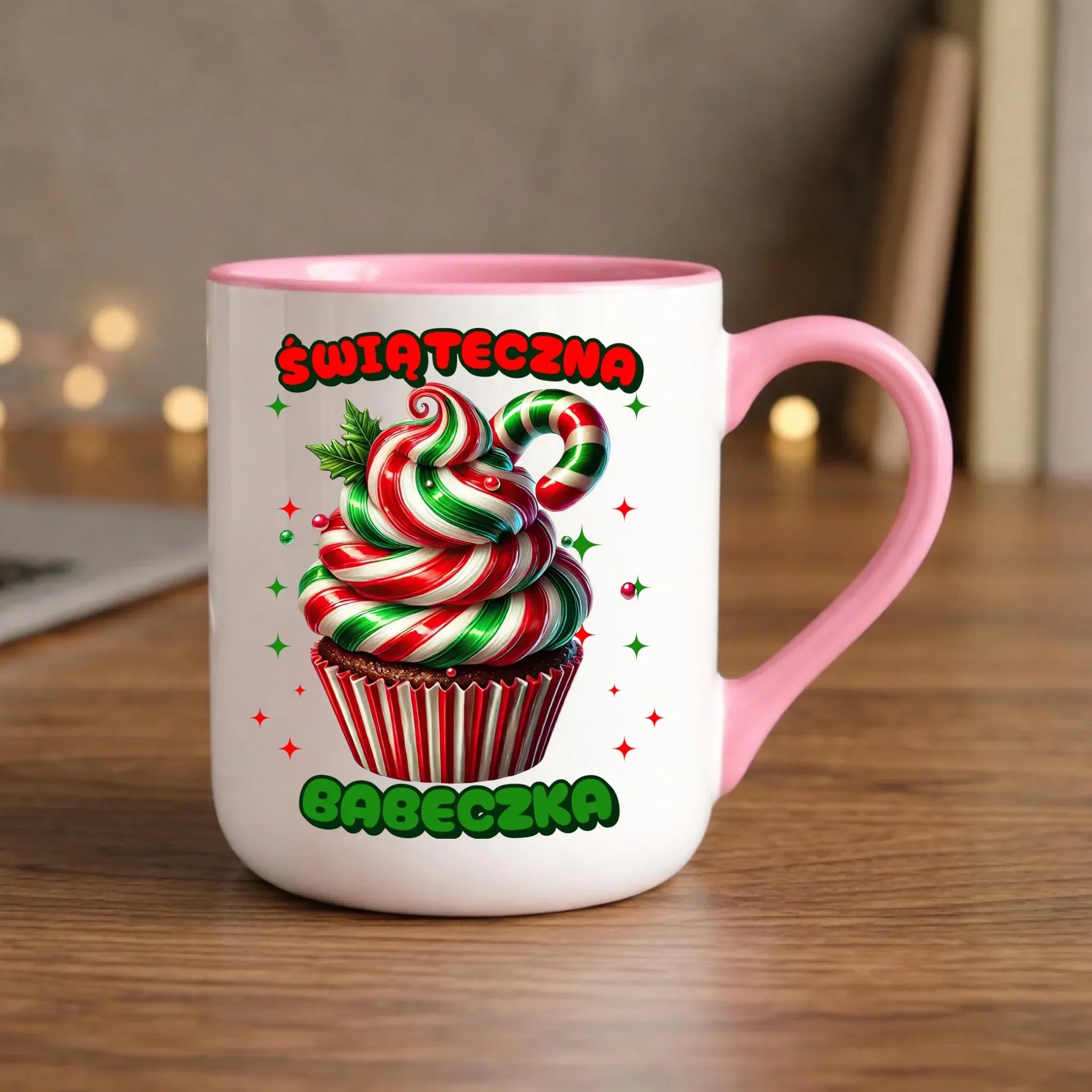 Kubek elegant świąteczny - prezent dla niej na święta Świąteczna babeczka BN155 - StoryCups.pl