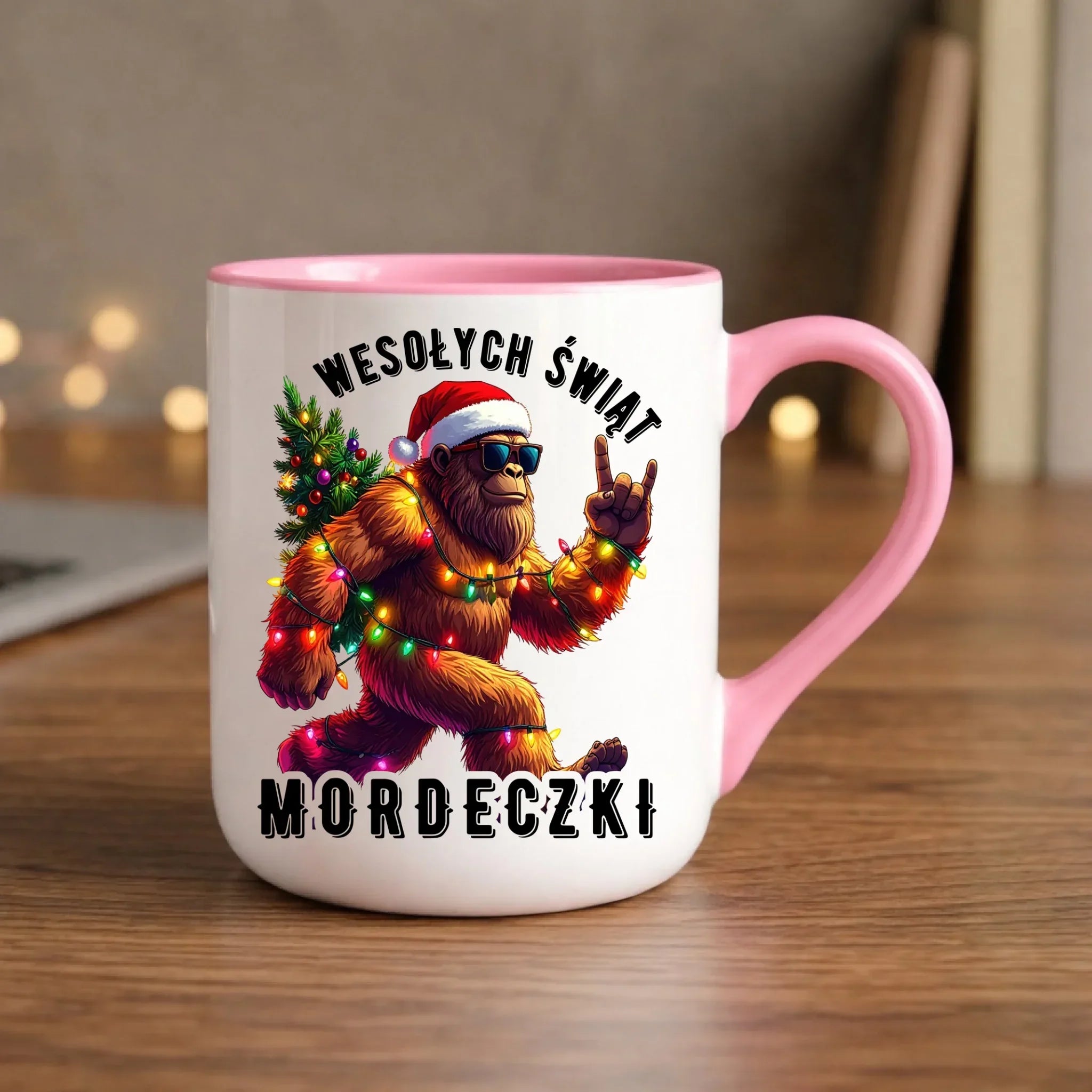 Kubek elegant świąteczny - prezent na święta - Yeti Wesołych Świąt mordeczki BN152 - StoryCups.pl