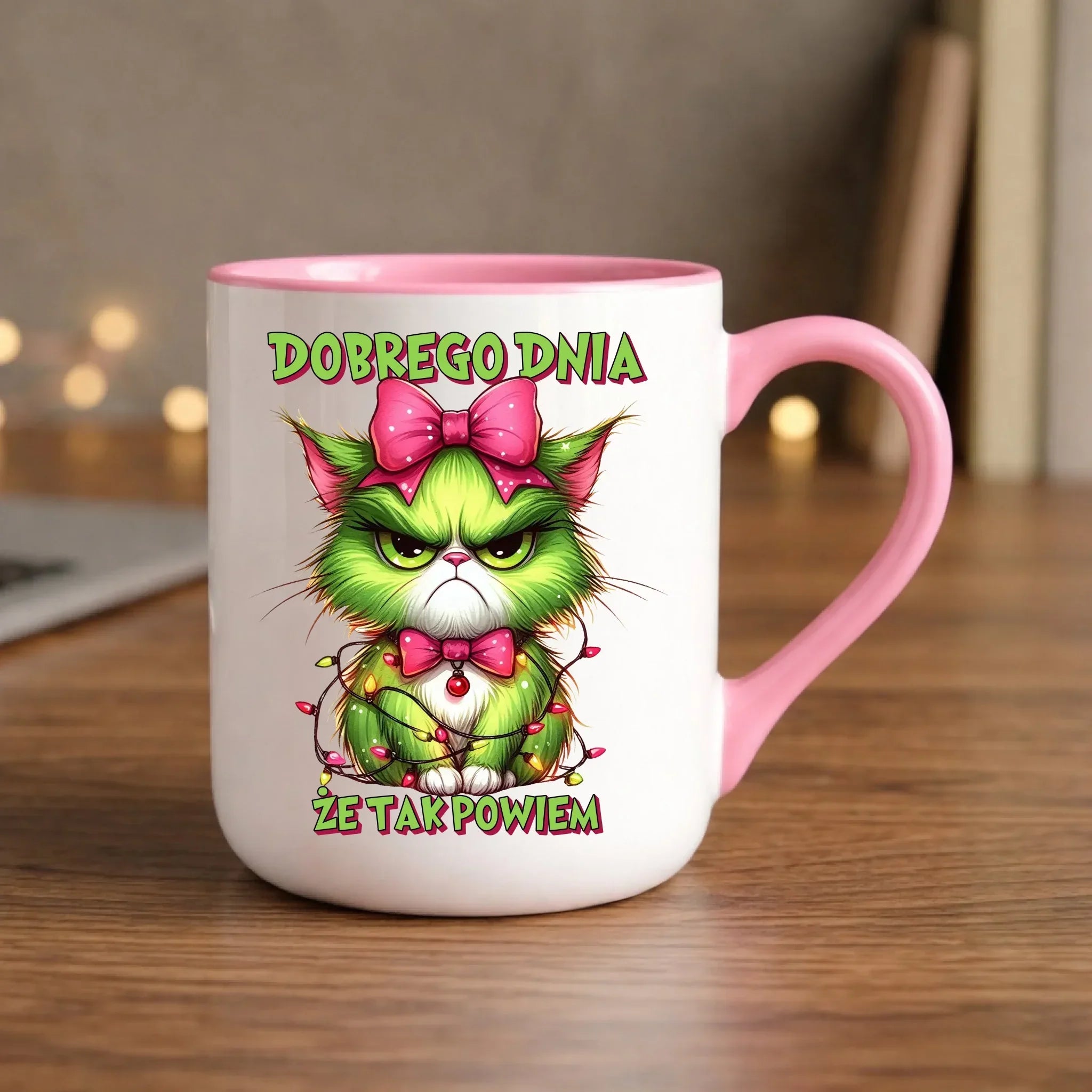 Kubek elegant świąteczny - prezent dla niej - Grinch dobrego dnia, że tak powiem BN153 - StoryCups.pl