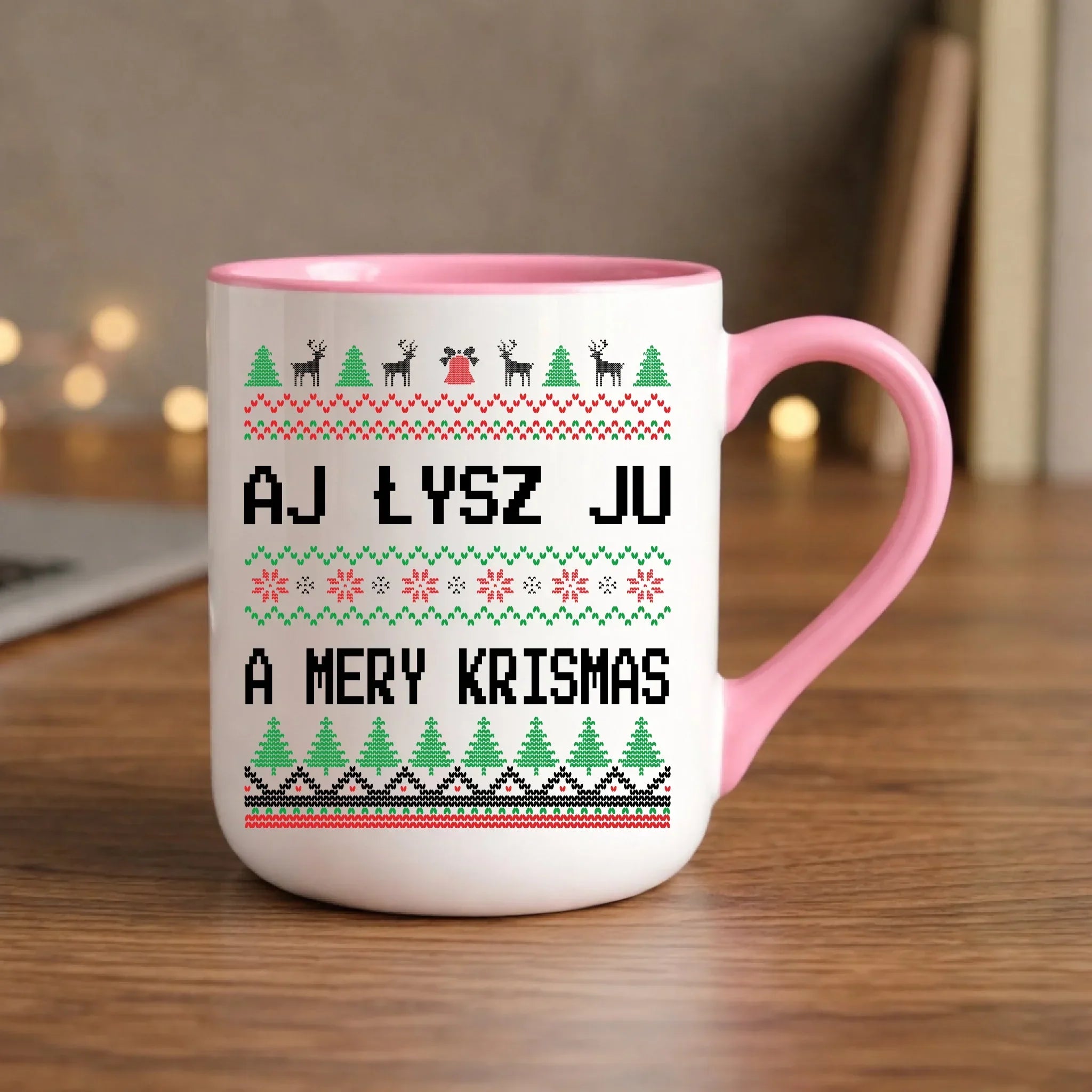 Kubek elegant świąteczny - Aj łysz ju a mery krismas BN12 - StoryCups.pl