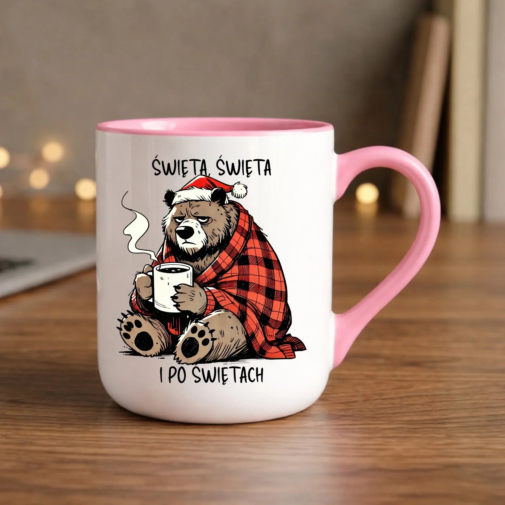Kubek elegant świąteczny - Miś Święta, święta i po świętach BN16 - StoryCups.pl