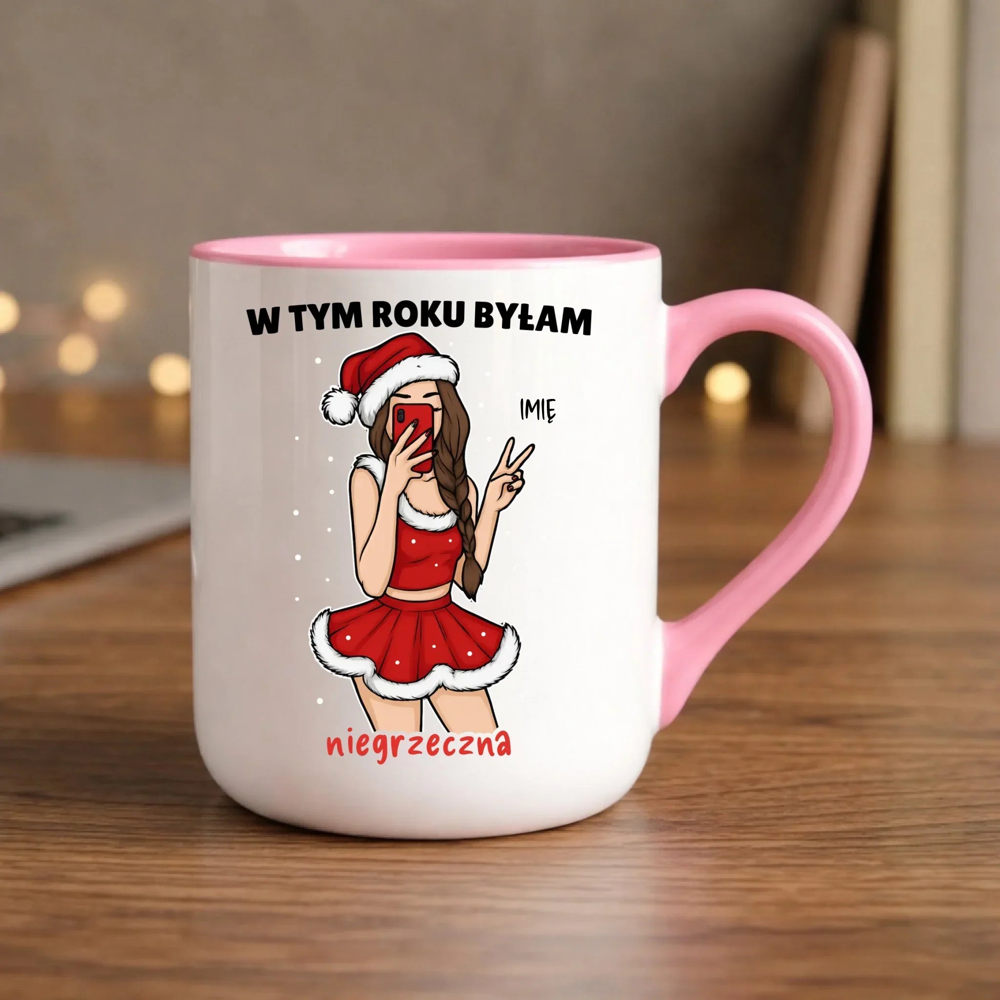 Kubek elegant świąteczny - W tym toku byłam niegrzeczna - personalizowany BN21 - StoryCups.pl