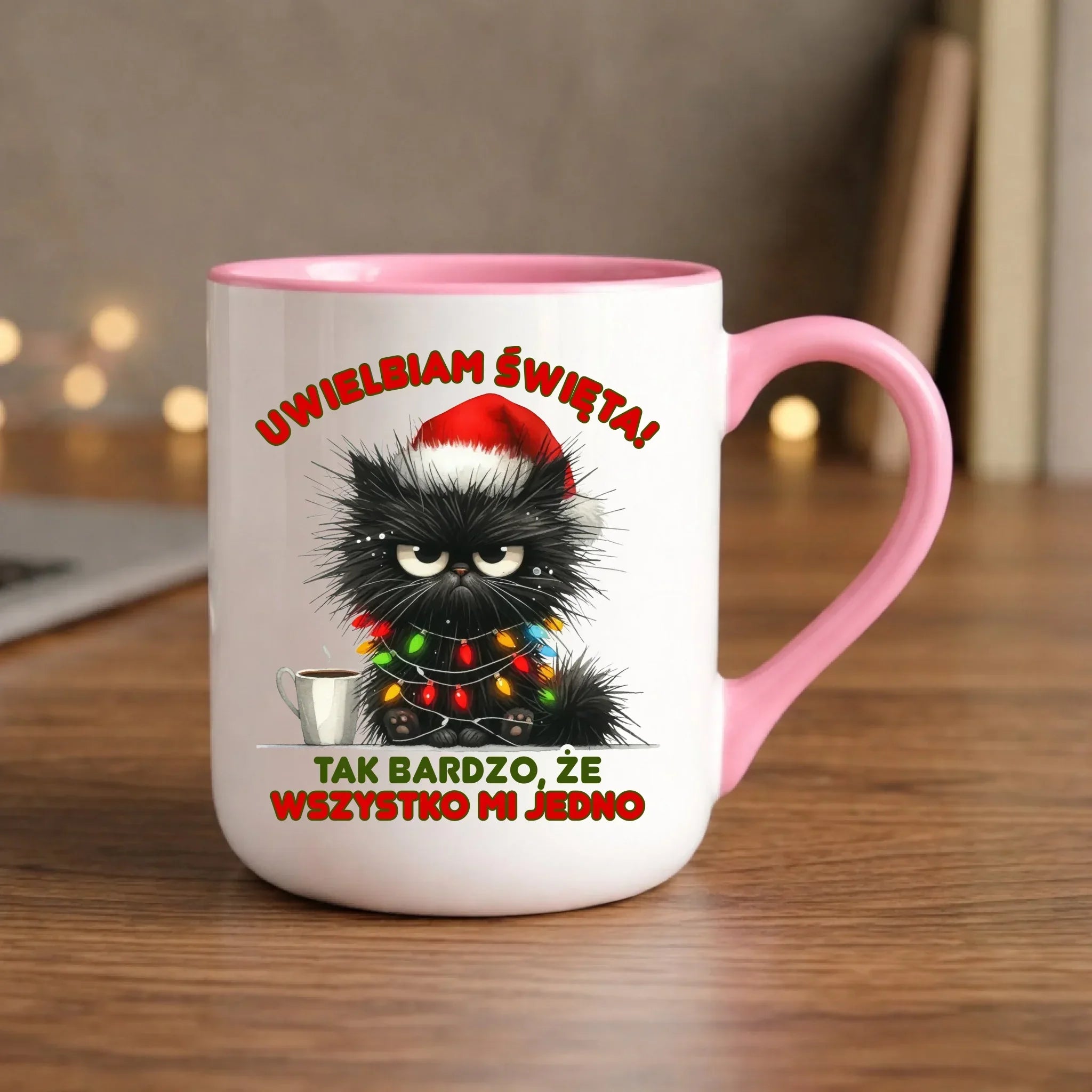Kubek elegant świąteczny - Kot Maruda Wszystko mi jedno BN35 - StoryCups.pl