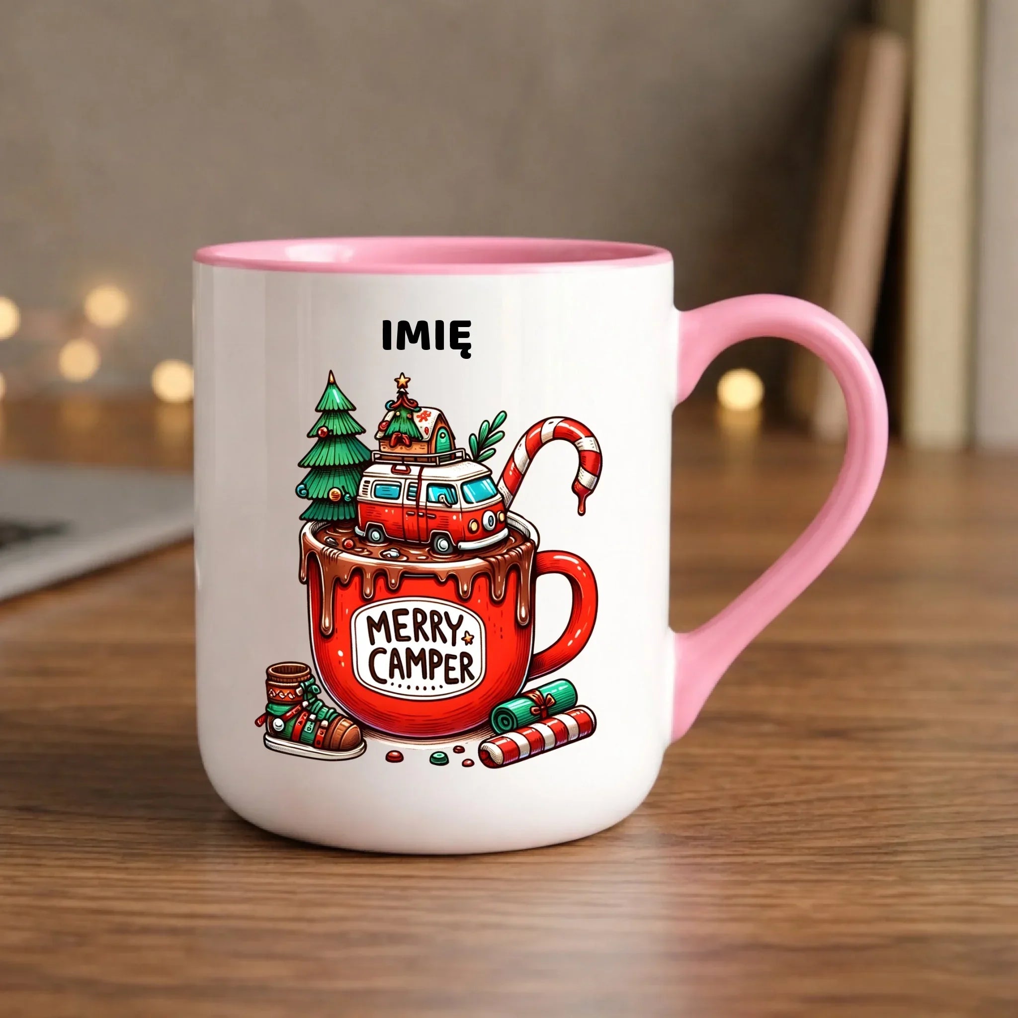 Kubek elegant świąteczny - Kamper Merry Camper - personalizowany BN43 - StoryCups.pl
