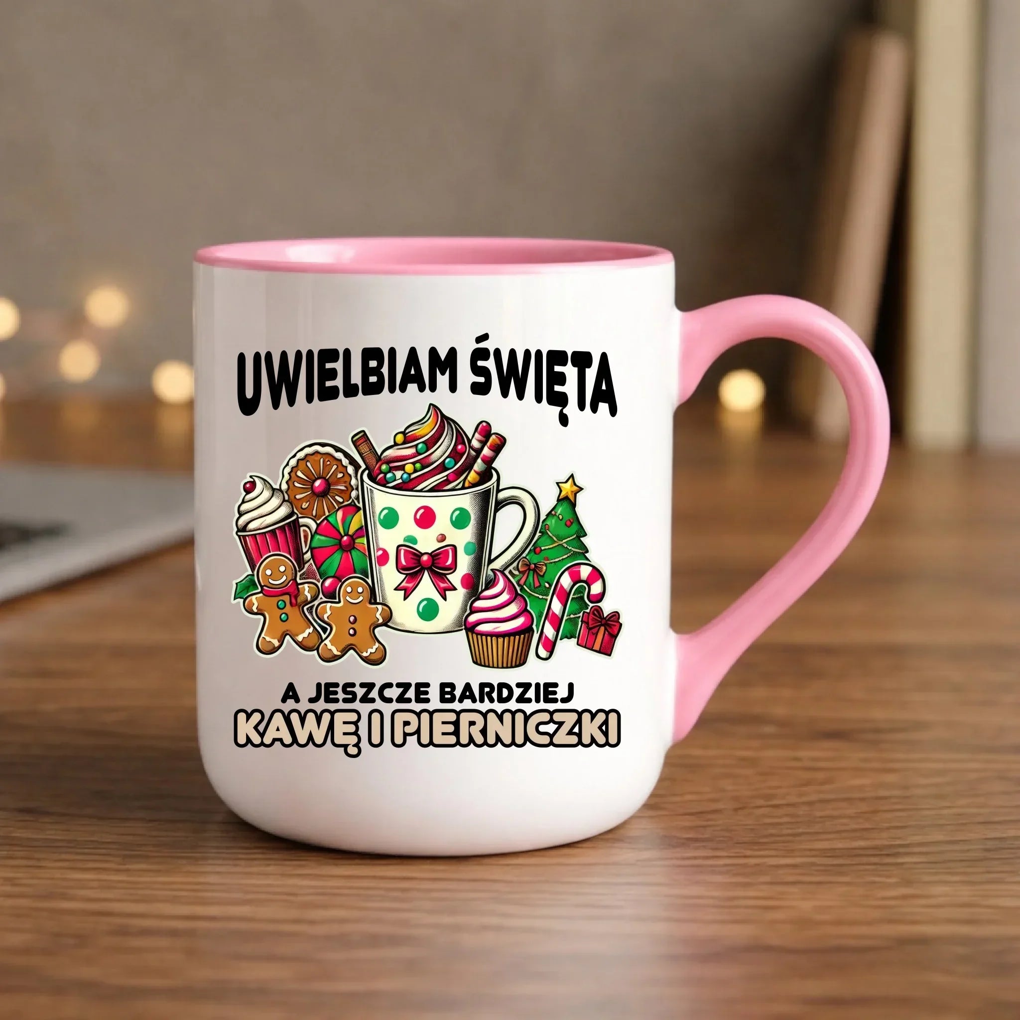 Kubek elegant świąteczny - Uwielbiam święta kawę i pierniczki BN47 - StoryCups.pl
