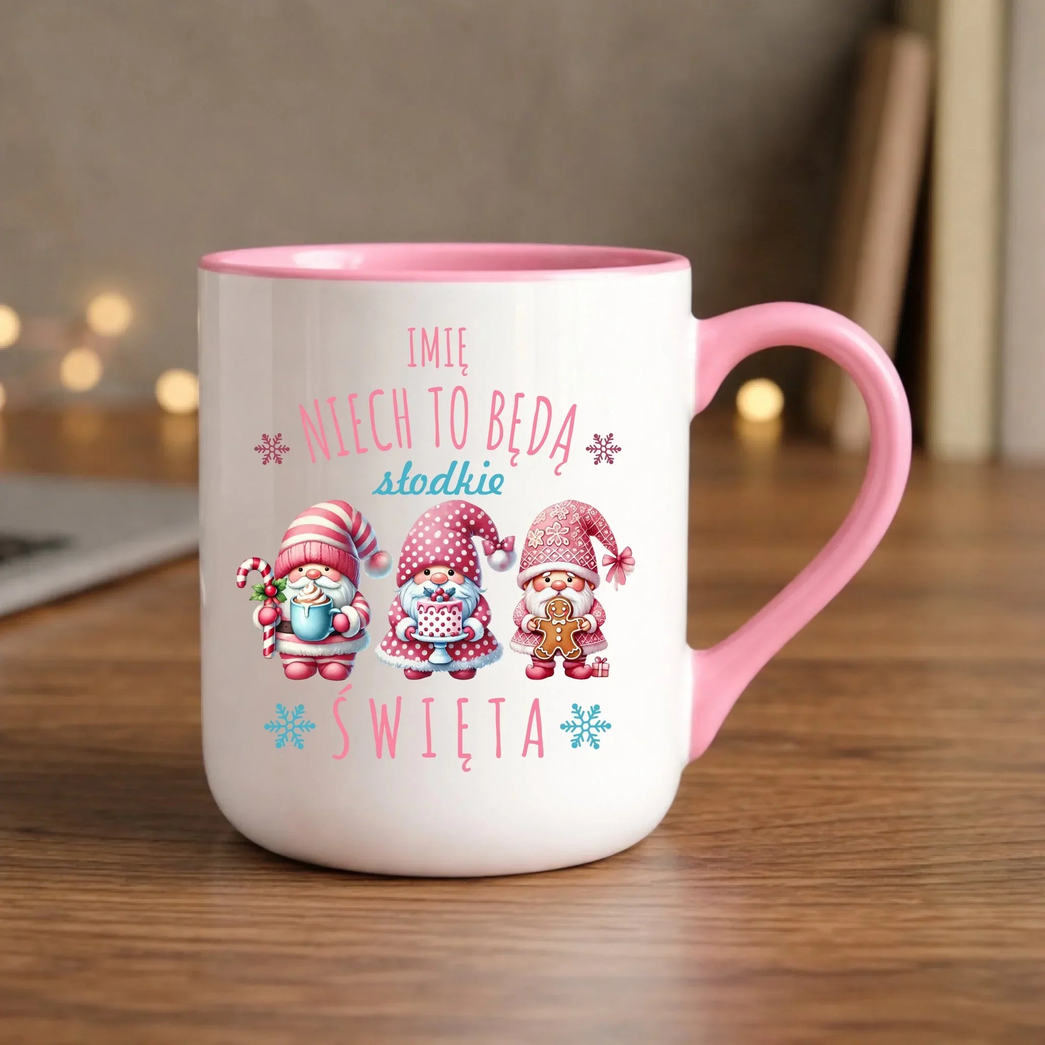 Kubek elegant świąteczny - Skrzaty Słodkie Święta - personalizowany BN57 - StoryCups.pl
