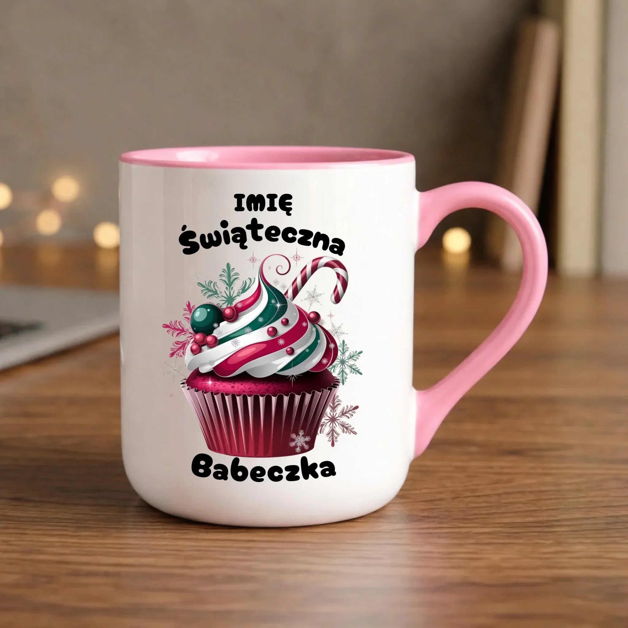 Kubek elegant na święta - Świąteczna babeczka - personalizowany BN30 - StoryCups.pl