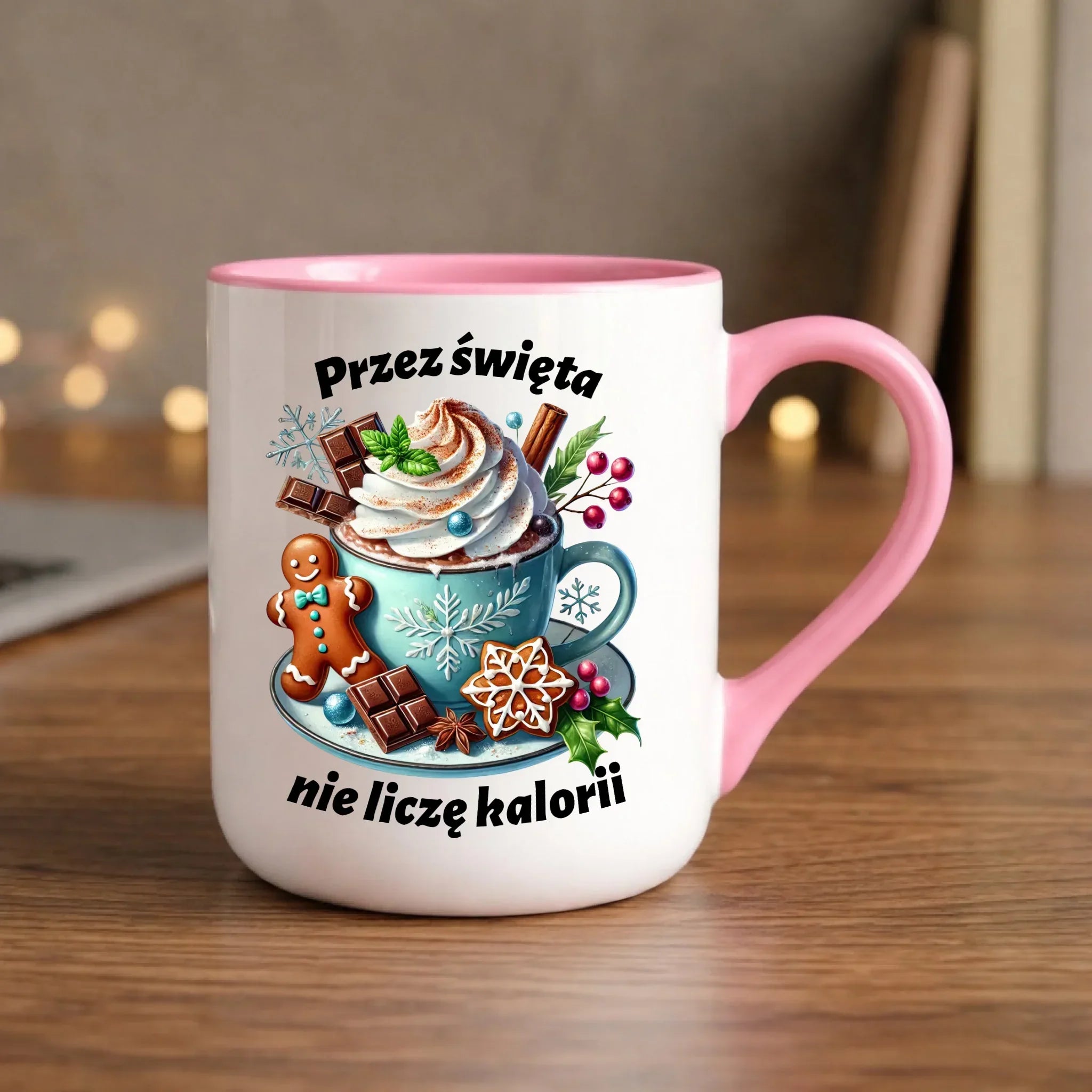 Kubek elegant świąteczny - Przez święta nie liczę kalorii BN31 - StoryCups.pl