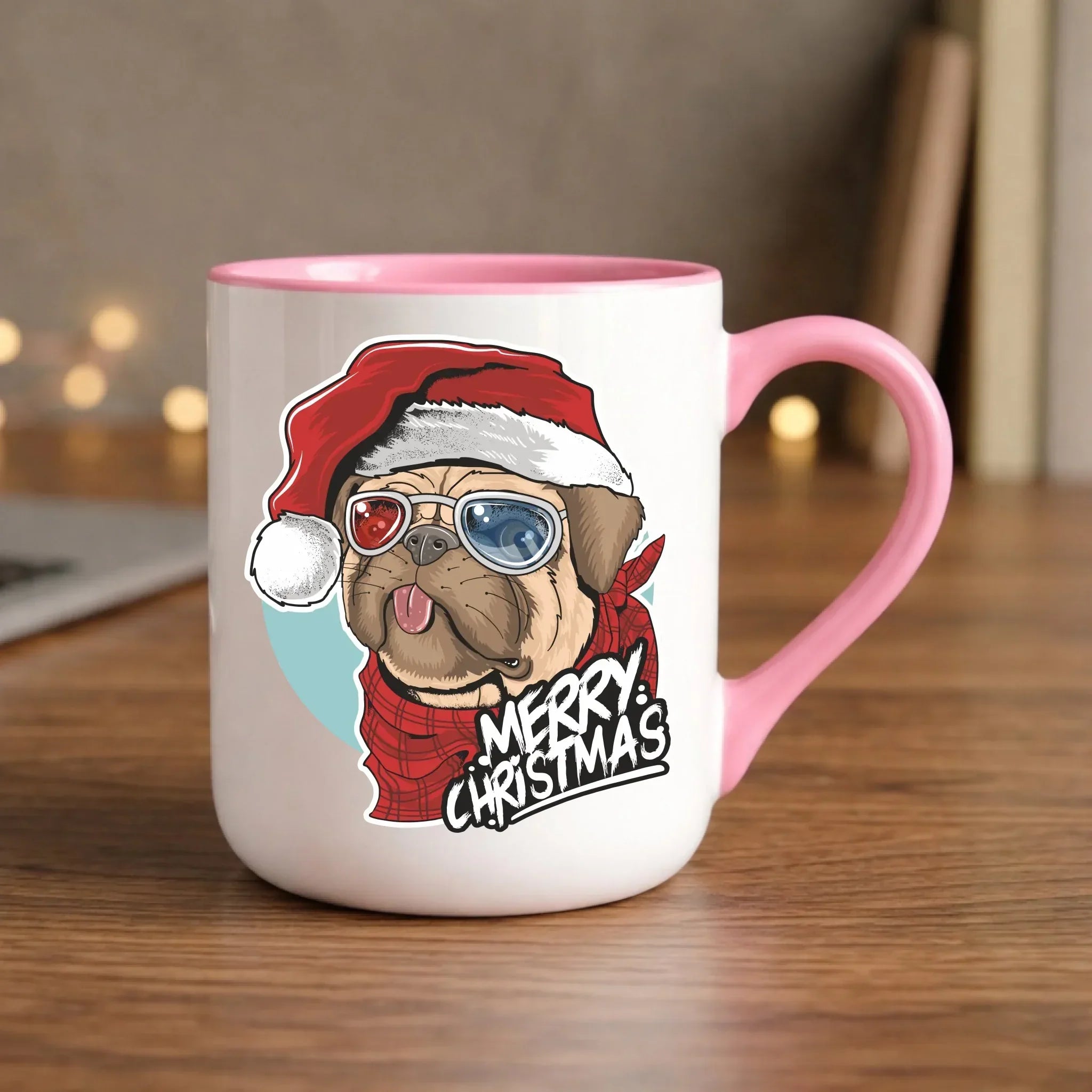 Kubek elegant świąteczny - Mops Merry Christmas BN62 - StoryCups.pl
